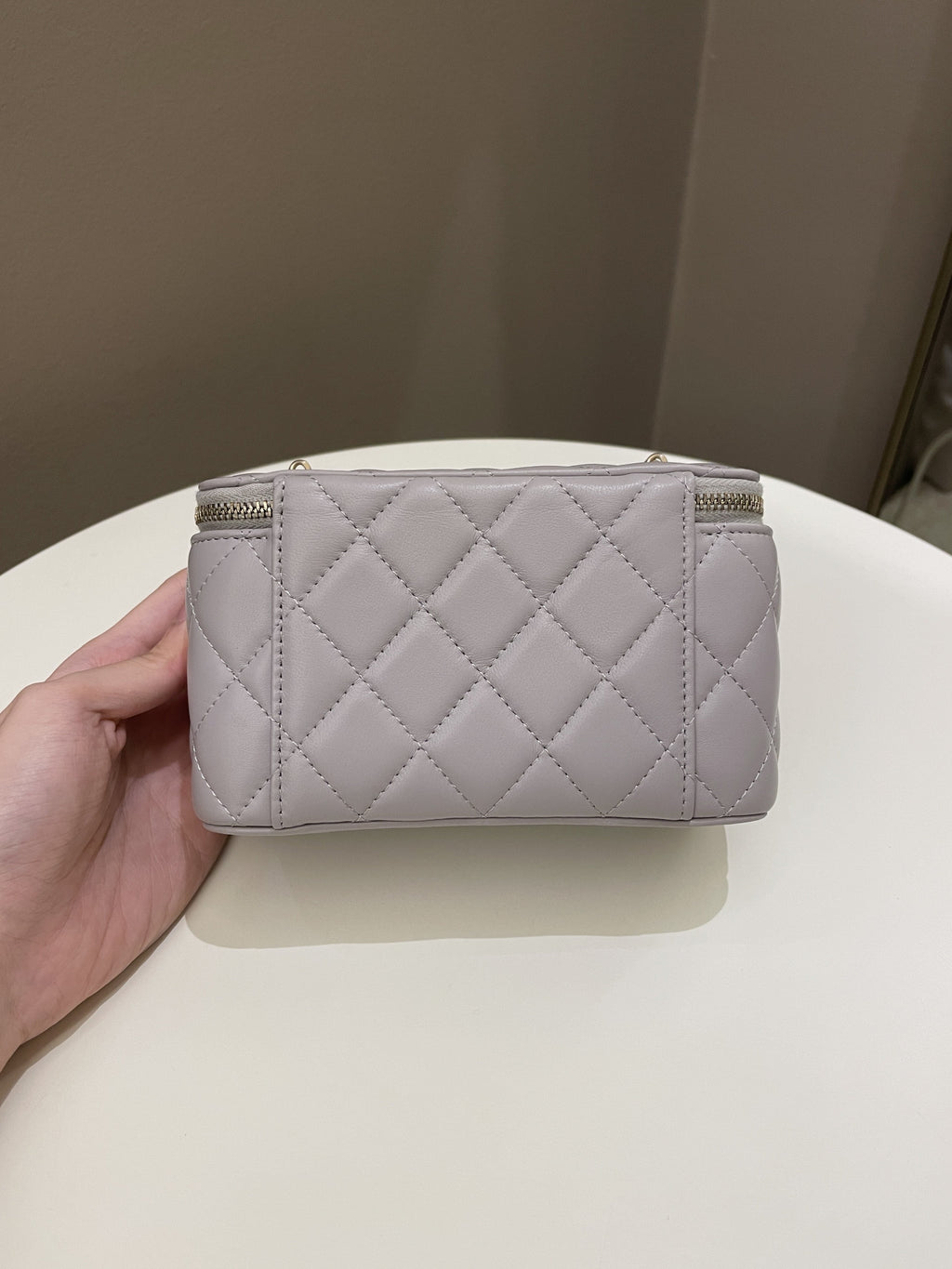 Chanel 22B Pearl Crush Vanity Rectangular Grey Lambskin