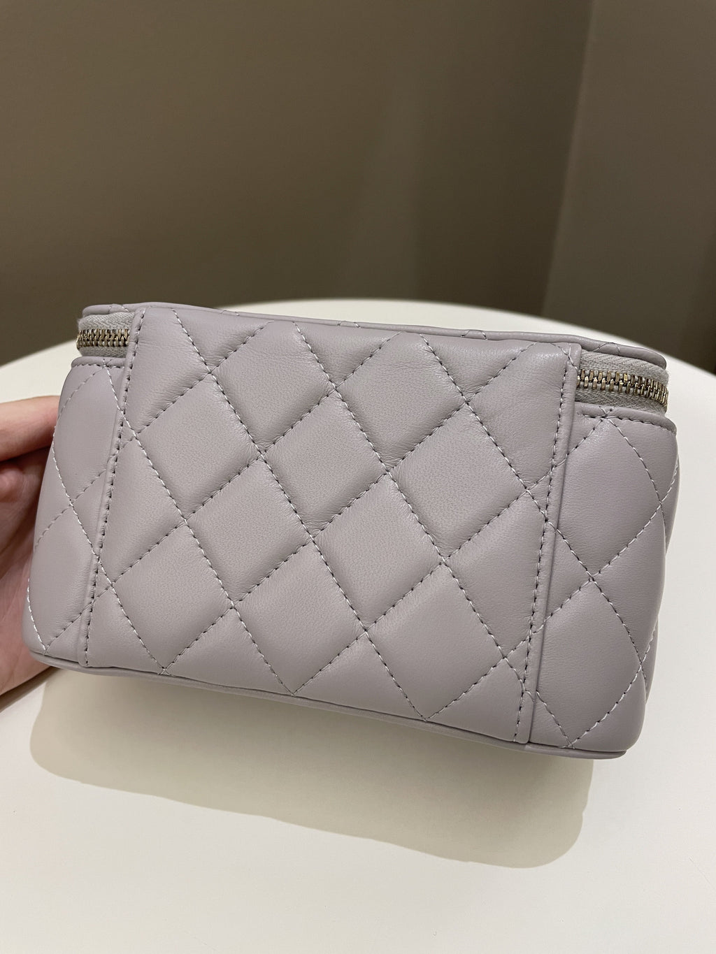 Chanel 22B Pearl Crush Vanity Rectangular Grey Lambskin