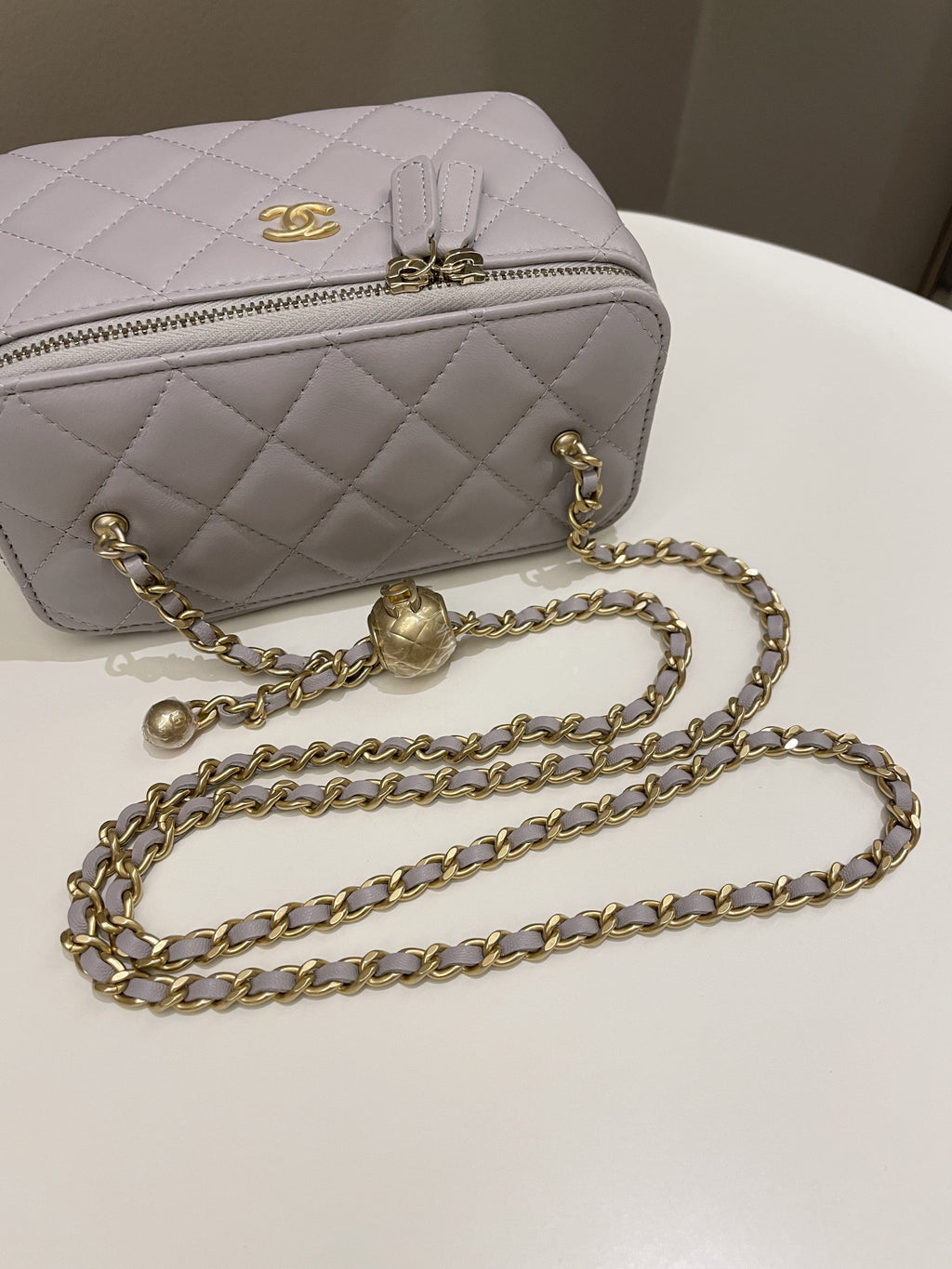 Chanel 22B Pearl Crush Vanity Rectangular Grey Lambskin