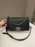 Chanel Quilted Boy Old Medium Black Calfskin
