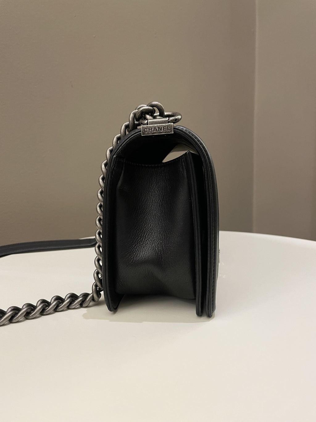 Chanel Quilted Boy Old Medium Black Calfskin
