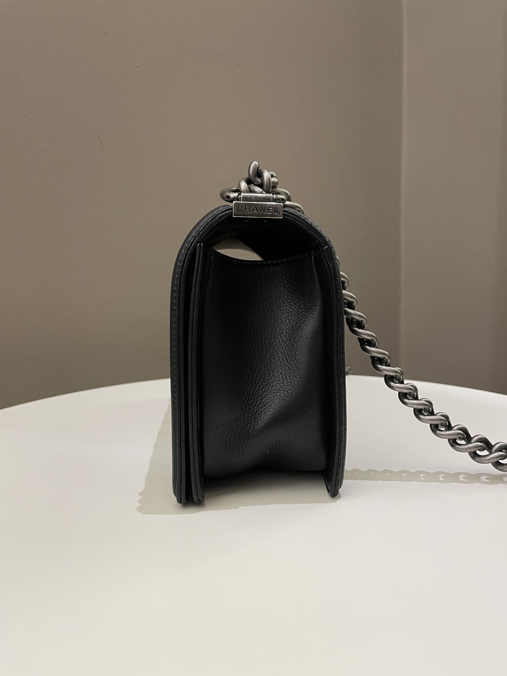 Chanel Quilted Boy Old Medium Black Calfskin