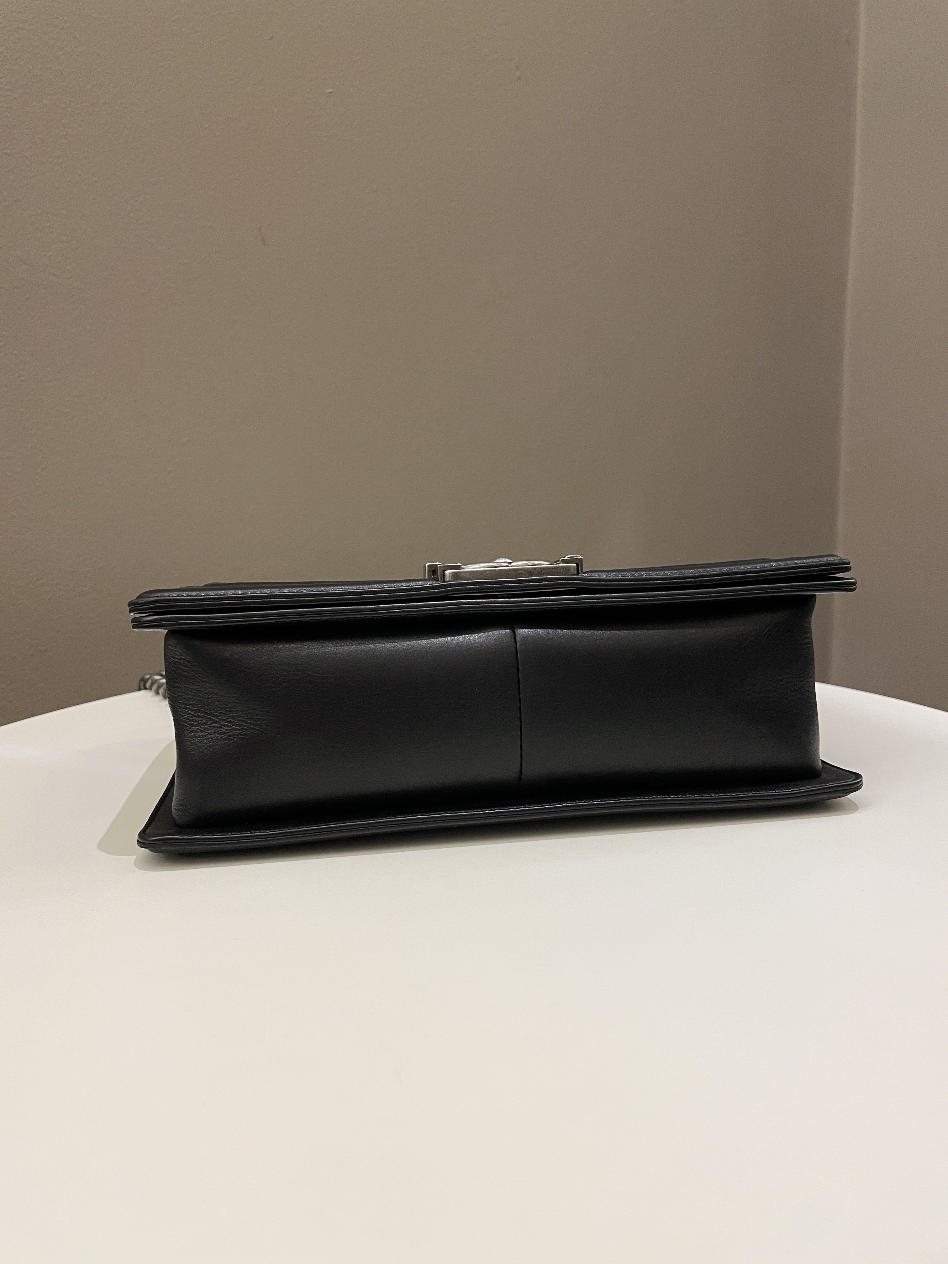Chanel Quilted Boy Old Medium Black Calfskin