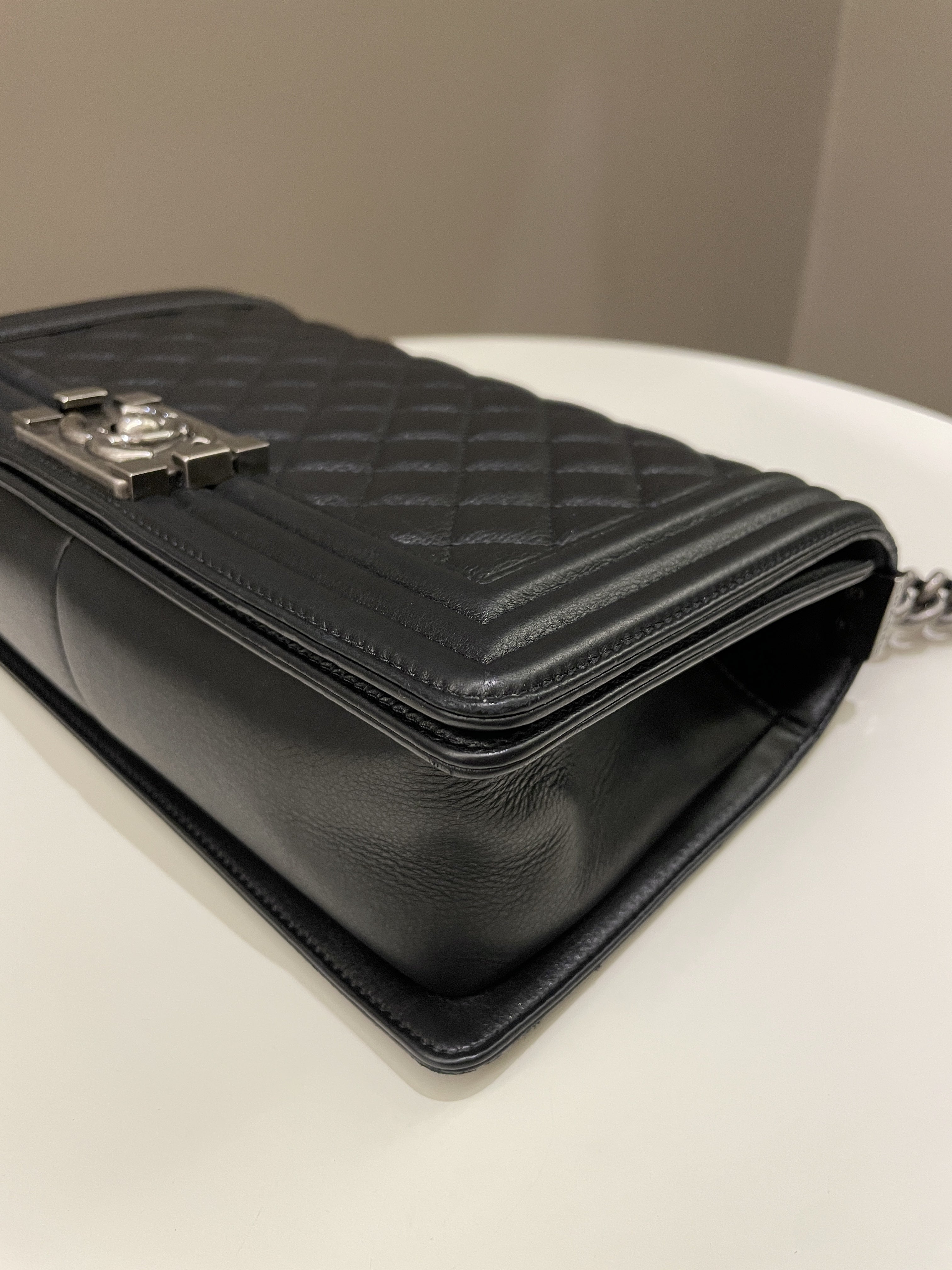 Chanel Quilted Boy Old Medium Black Calfskin