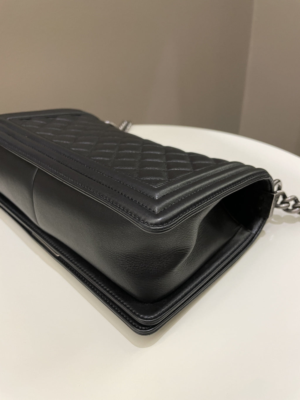 Chanel Quilted Boy Old Medium Black Calfskin