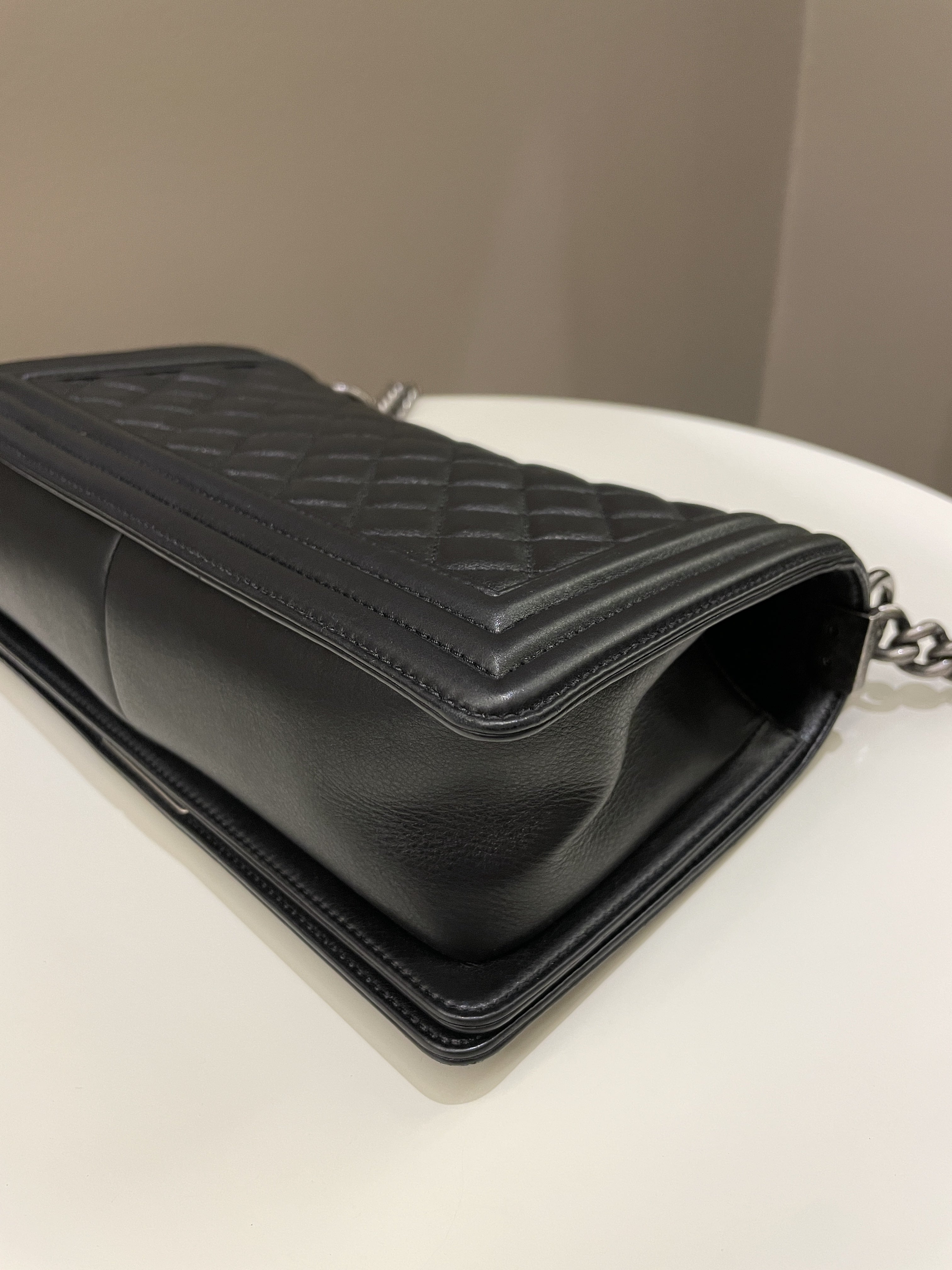 Chanel Quilted Boy Old Medium Black Calfskin