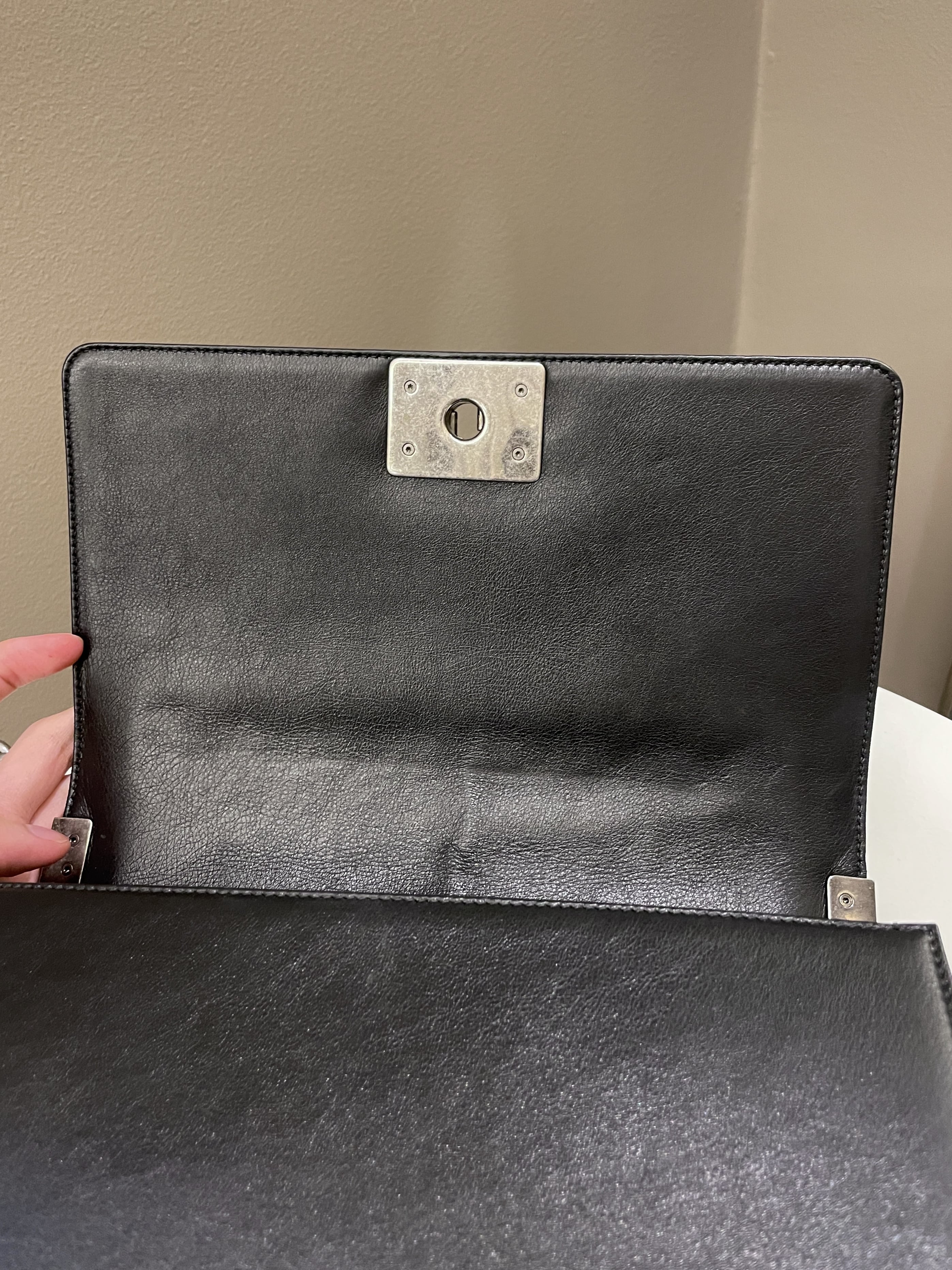 Chanel Quilted Boy Old Medium Black Calfskin
