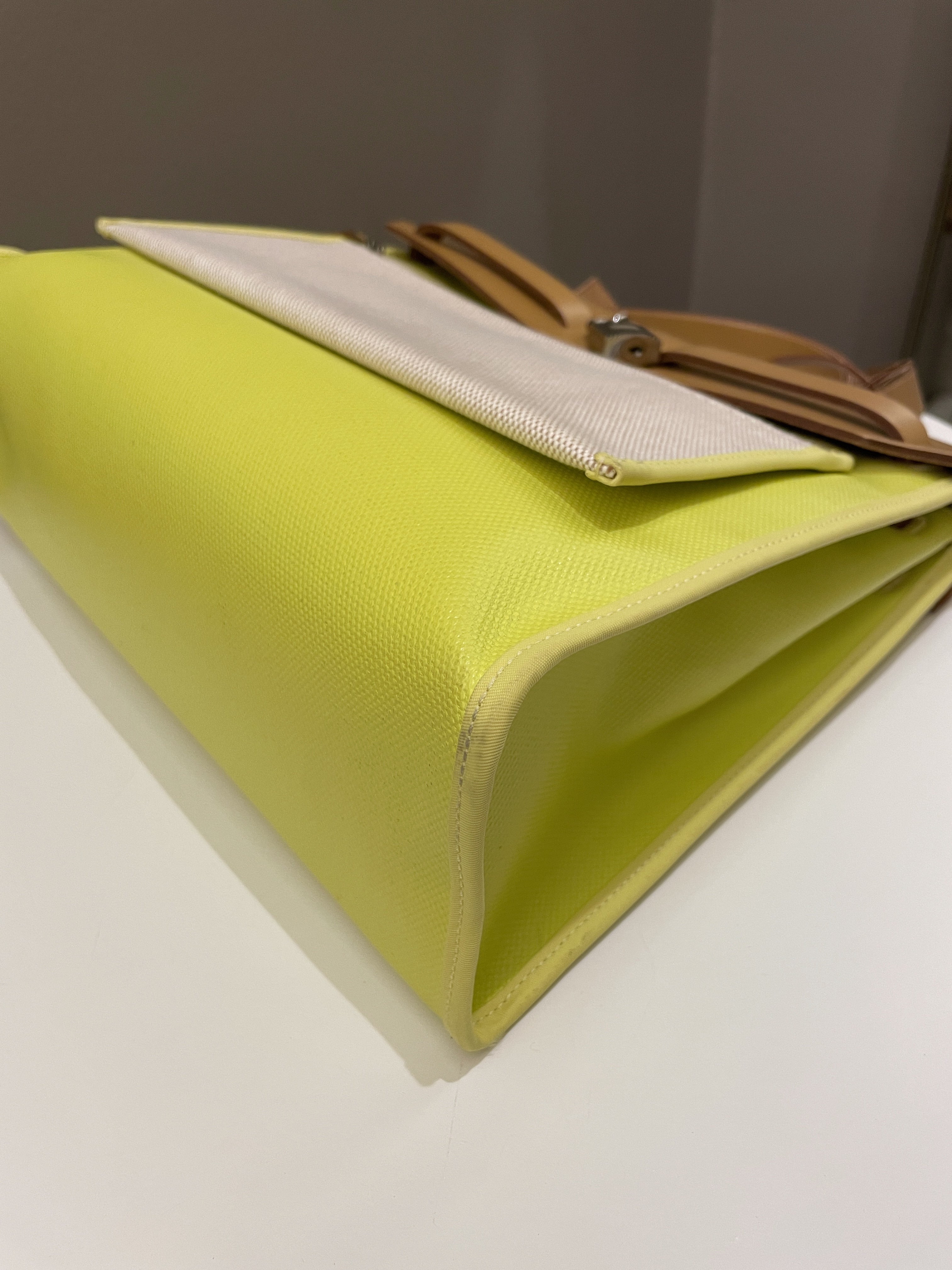 Hermes Herbag Zip 31 Lime coated canvas