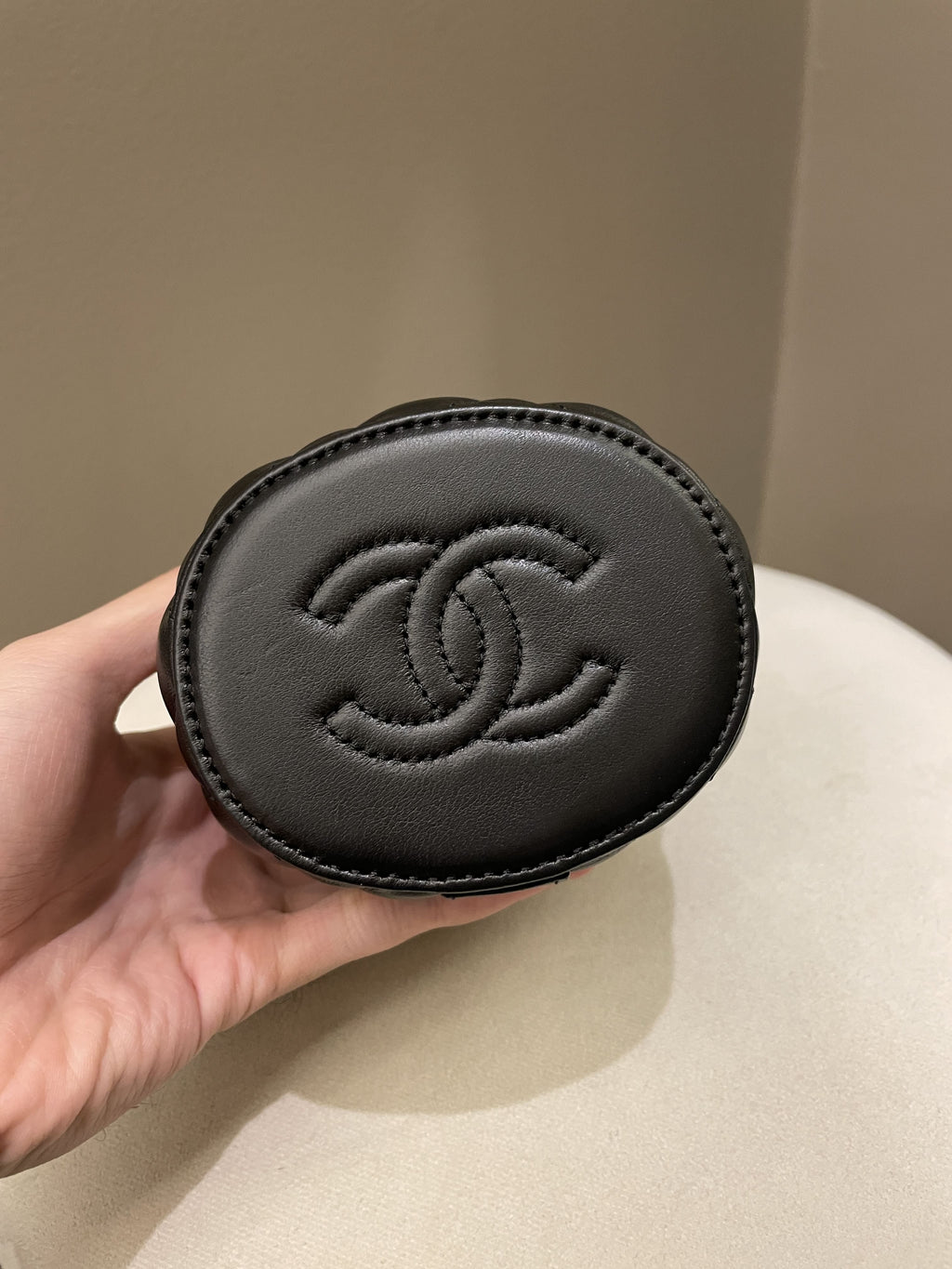 Chanel Quilted Cc Crown Box Vanity Black Lambskin