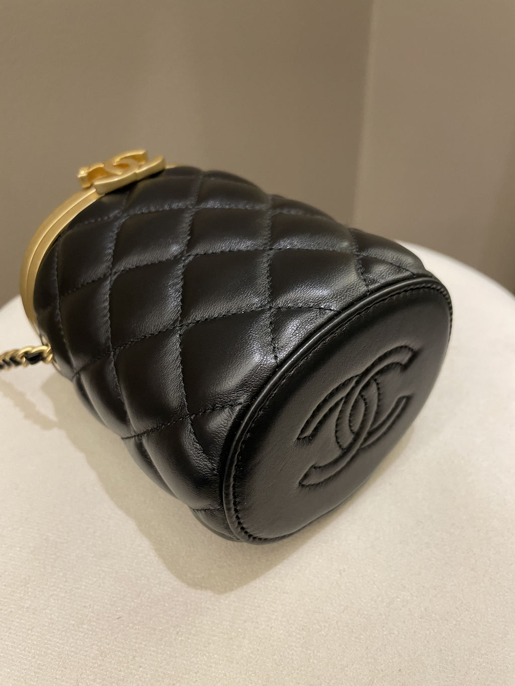 Chanel Quilted Cc Crown Box Vanity Black Lambskin