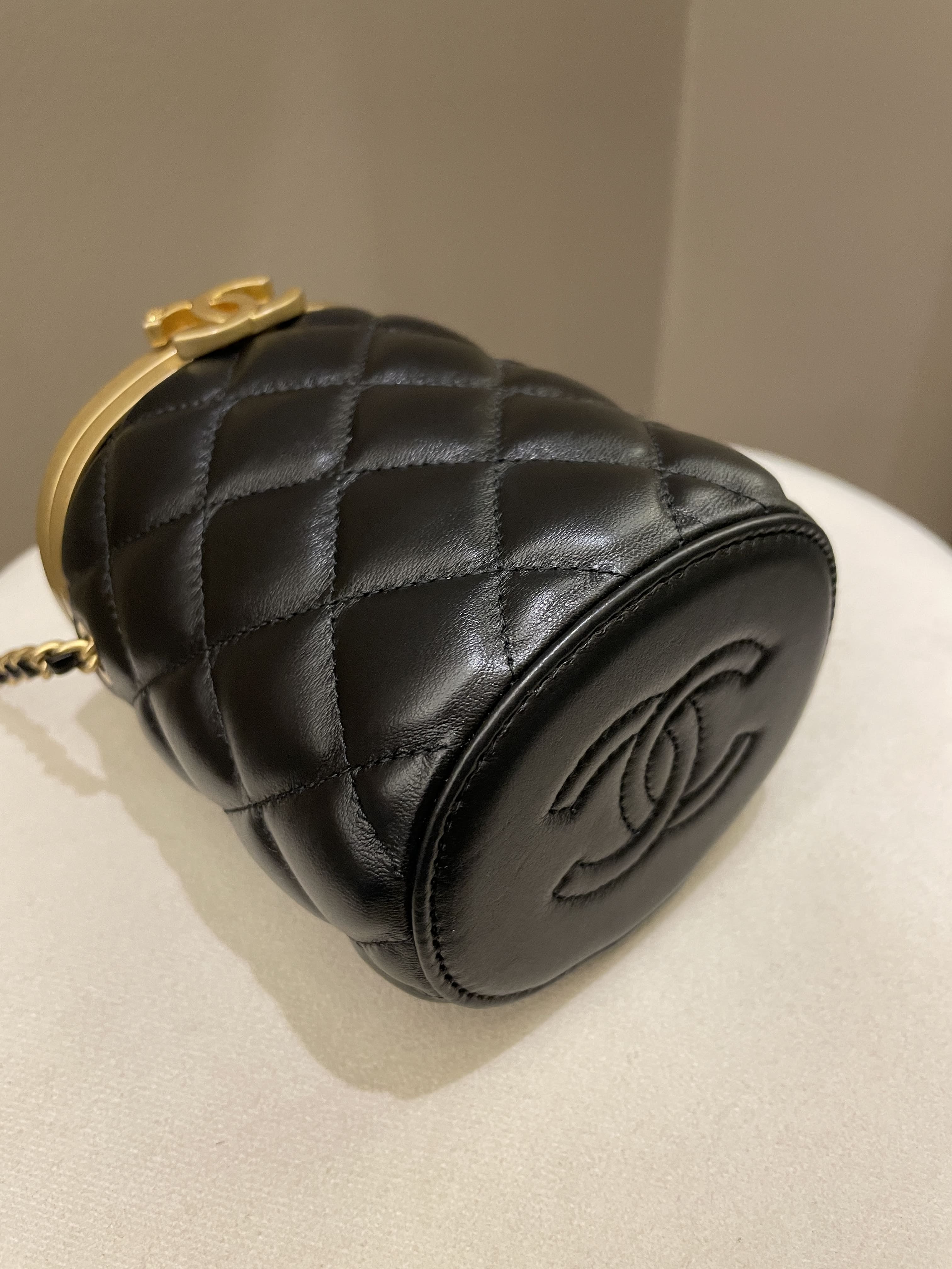 Chanel Quilted Cc Crown Box Vanity Black Lambskin