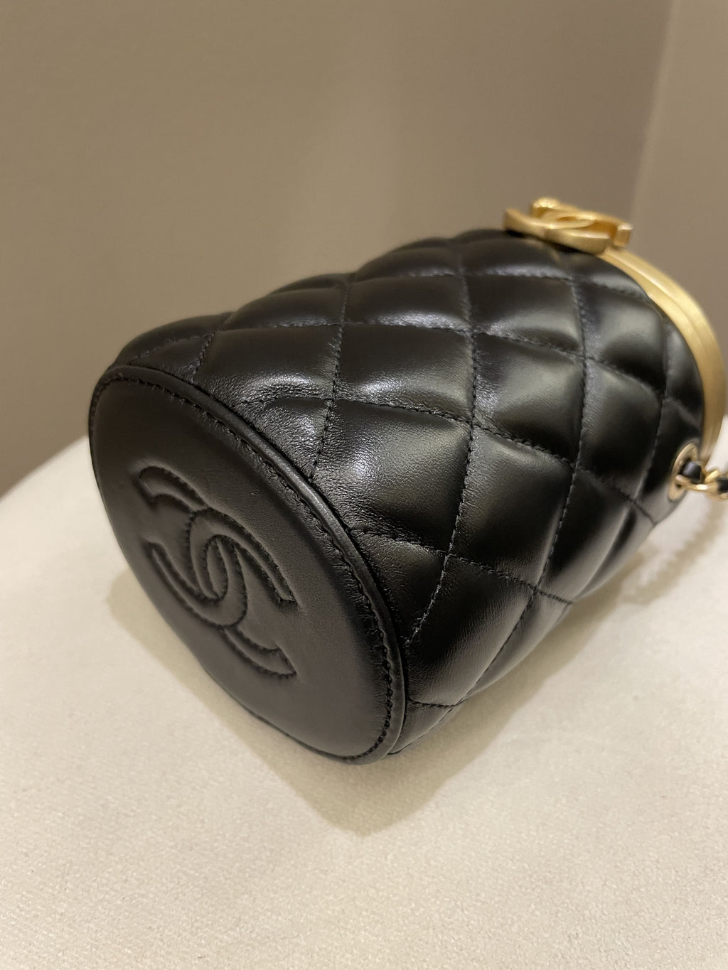 Chanel Quilted Cc Crown Box Vanity Black Lambskin