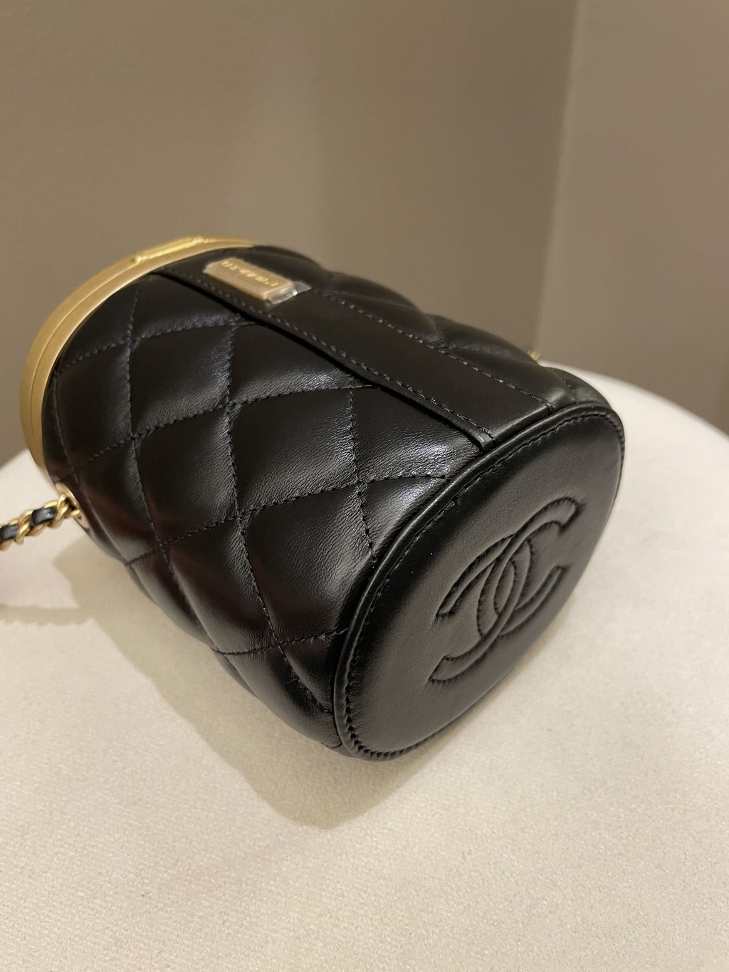 Chanel Quilted Cc Crown Box Vanity Black Lambskin
