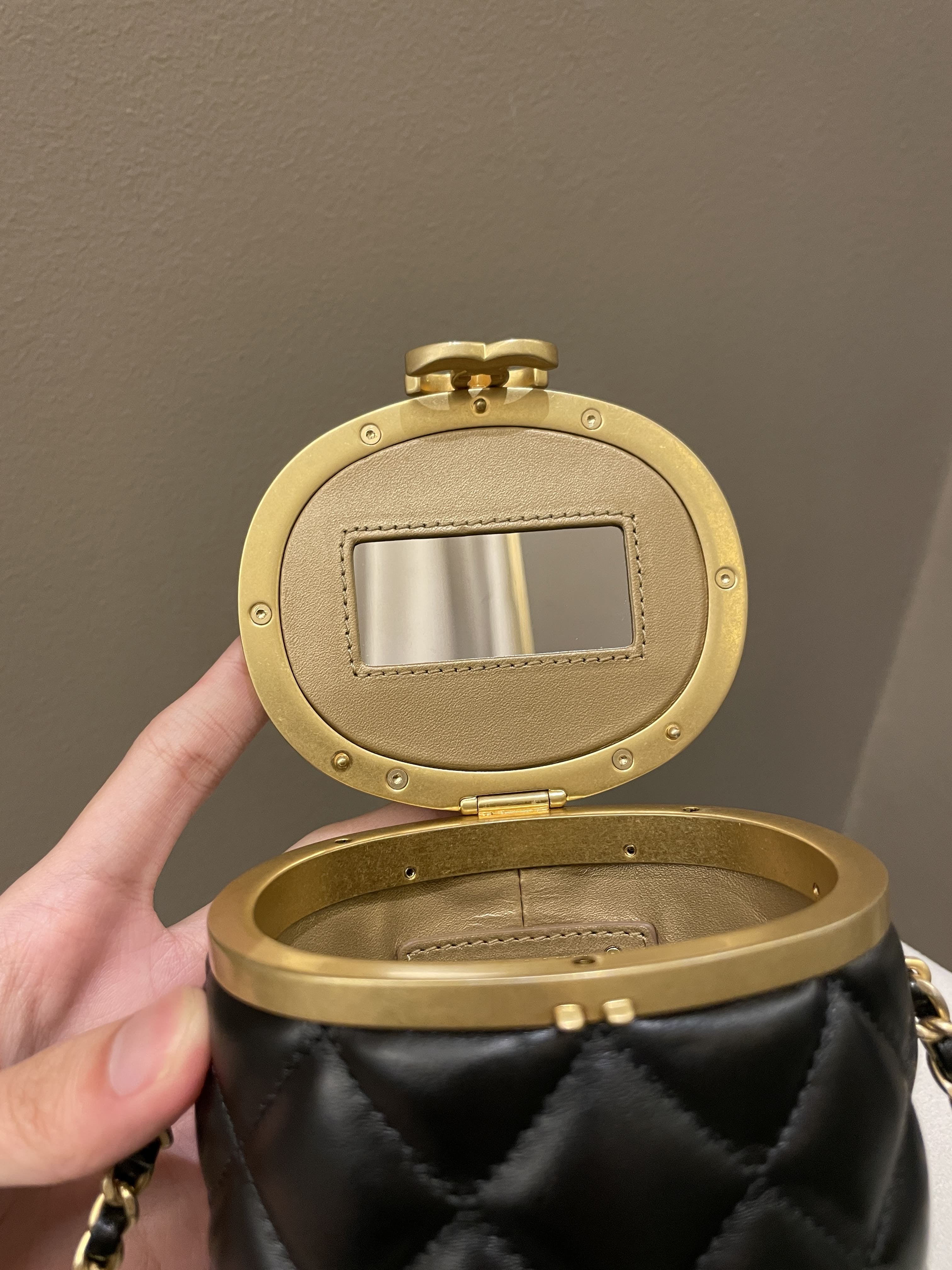 Chanel Quilted Cc Crown Box Vanity Black Lambskin