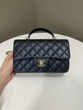 Chanel Quilted Top Handle Mini Rectangular Midnight Lambskin