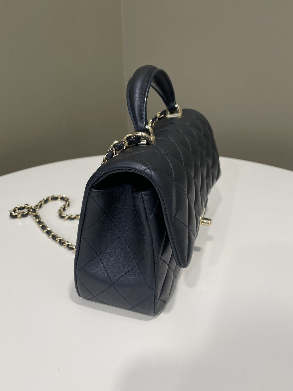 Chanel Quilted Top Handle Mini Rectangular Midnight Lambskin