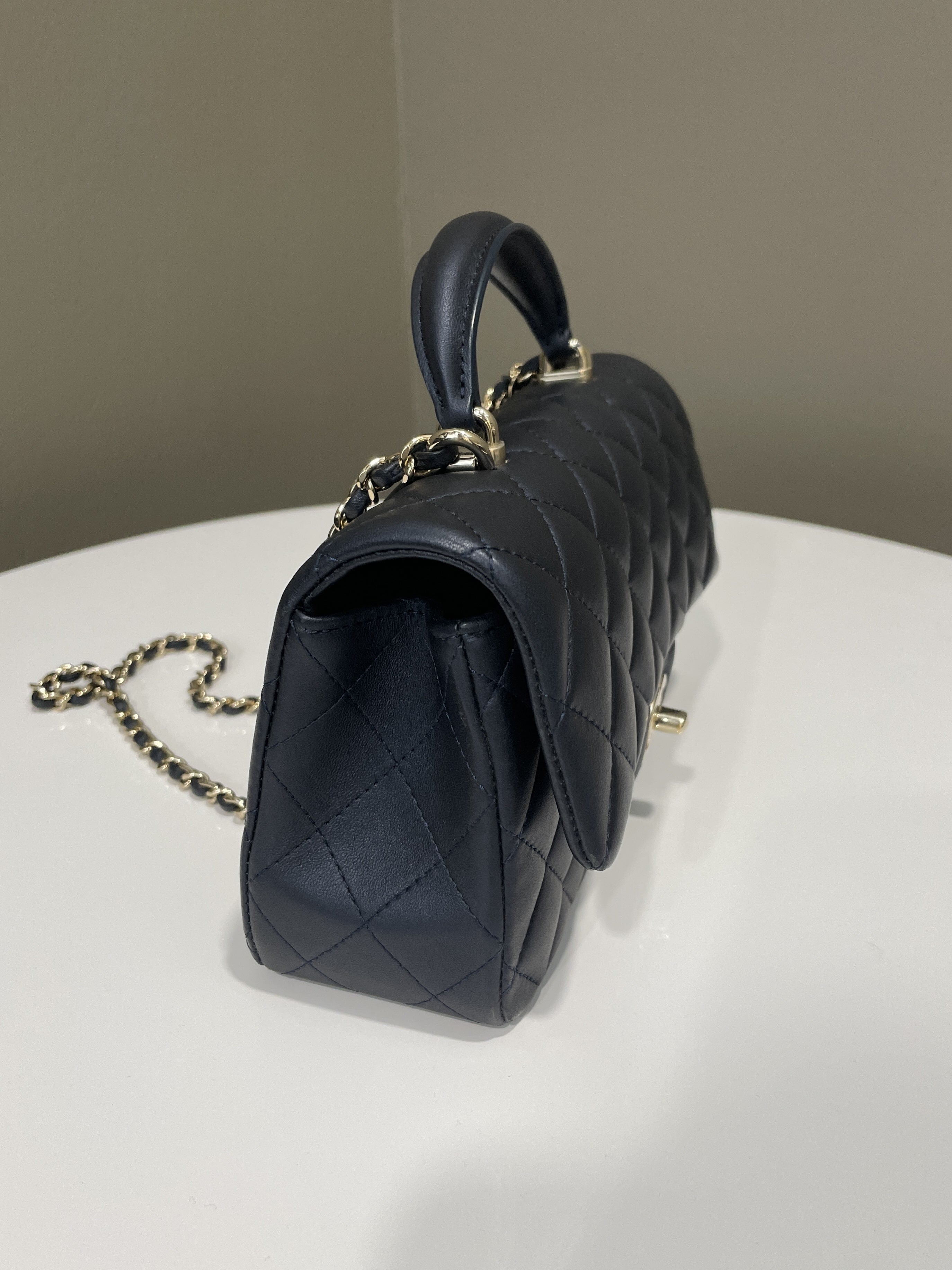 Chanel Quilted Top Handle Mini Rectangular Midnight Lambskin