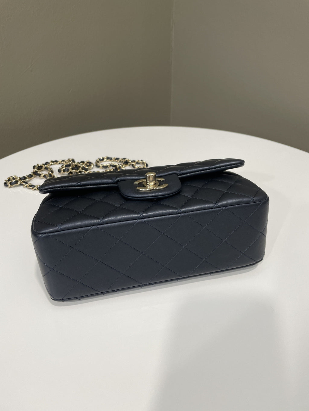 Chanel Quilted Top Handle Mini Rectangular Midnight Lambskin