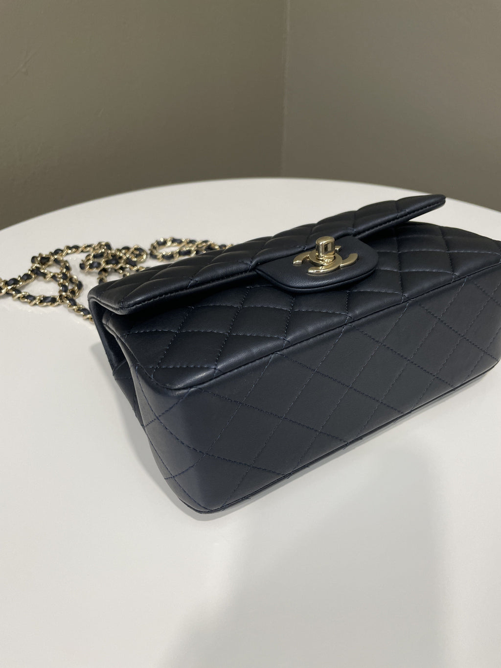 Chanel Quilted Top Handle Mini Rectangular Midnight Lambskin