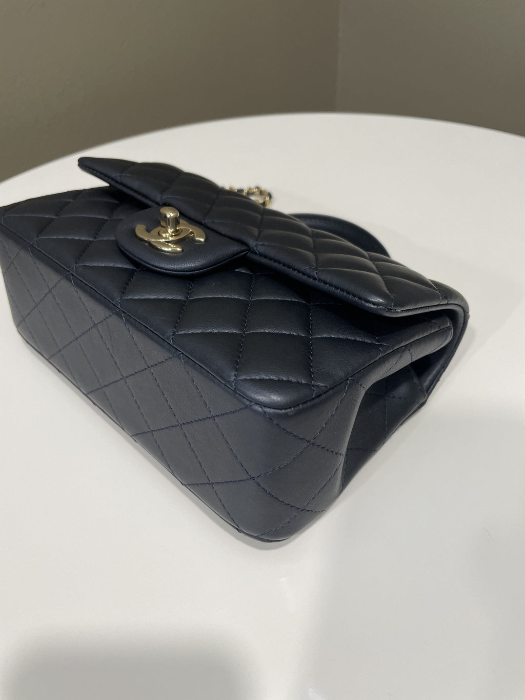 Chanel Quilted Top Handle Mini Rectangular Midnight Lambskin