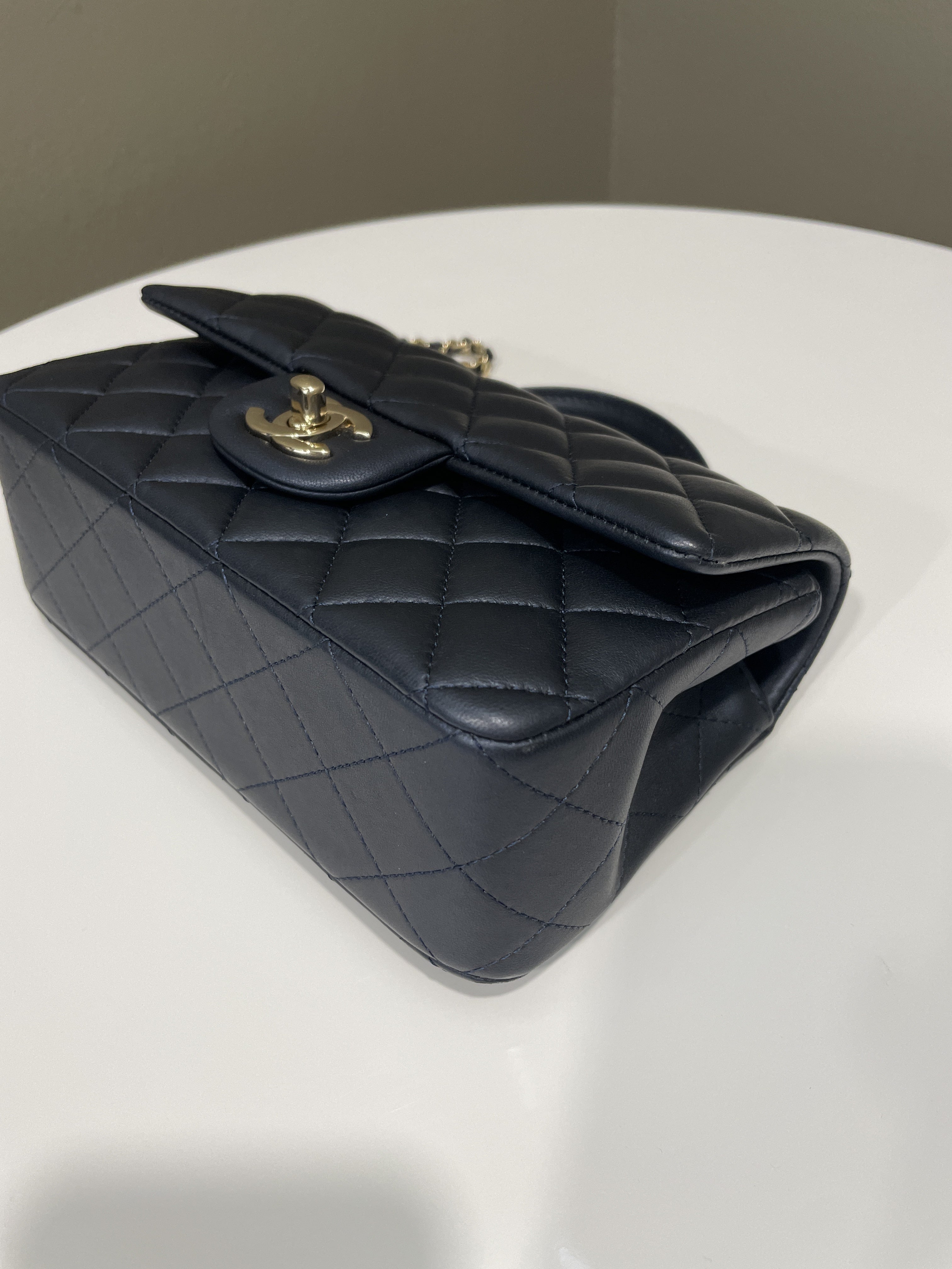 Chanel Quilted Top Handle Mini Rectangular Midnight Lambskin