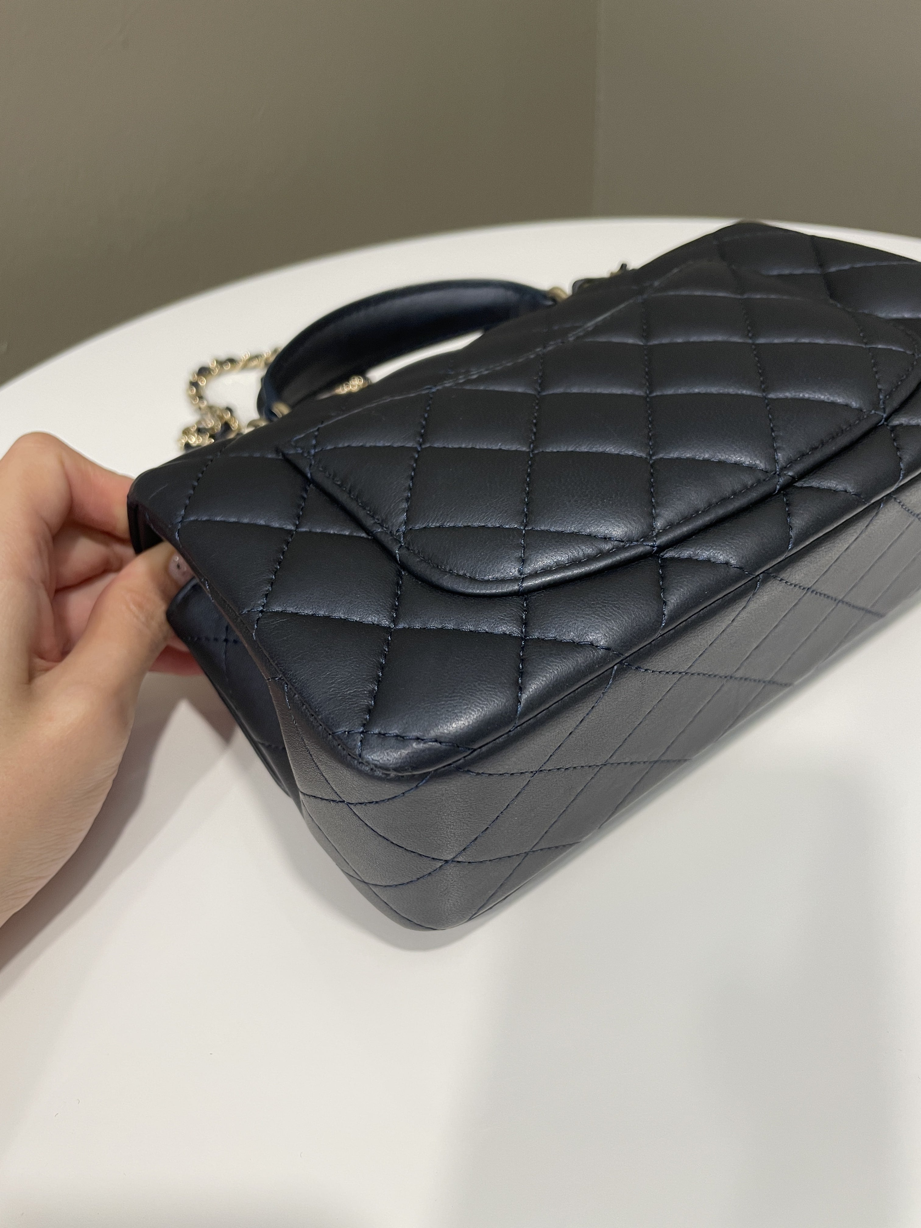 Chanel Quilted Top Handle Mini Rectangular Midnight Lambskin
