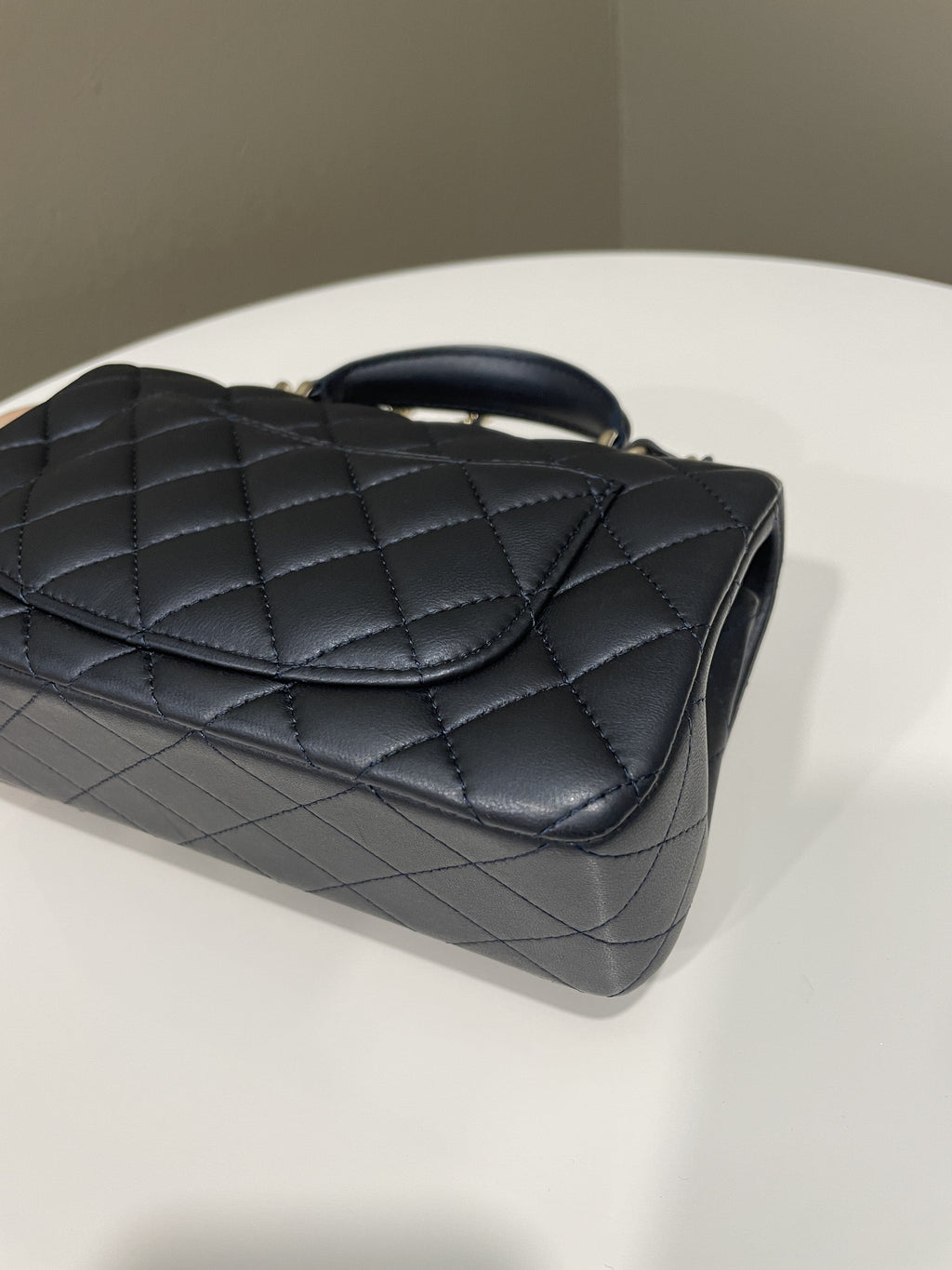 Chanel Quilted Top Handle Mini Rectangular Midnight Lambskin