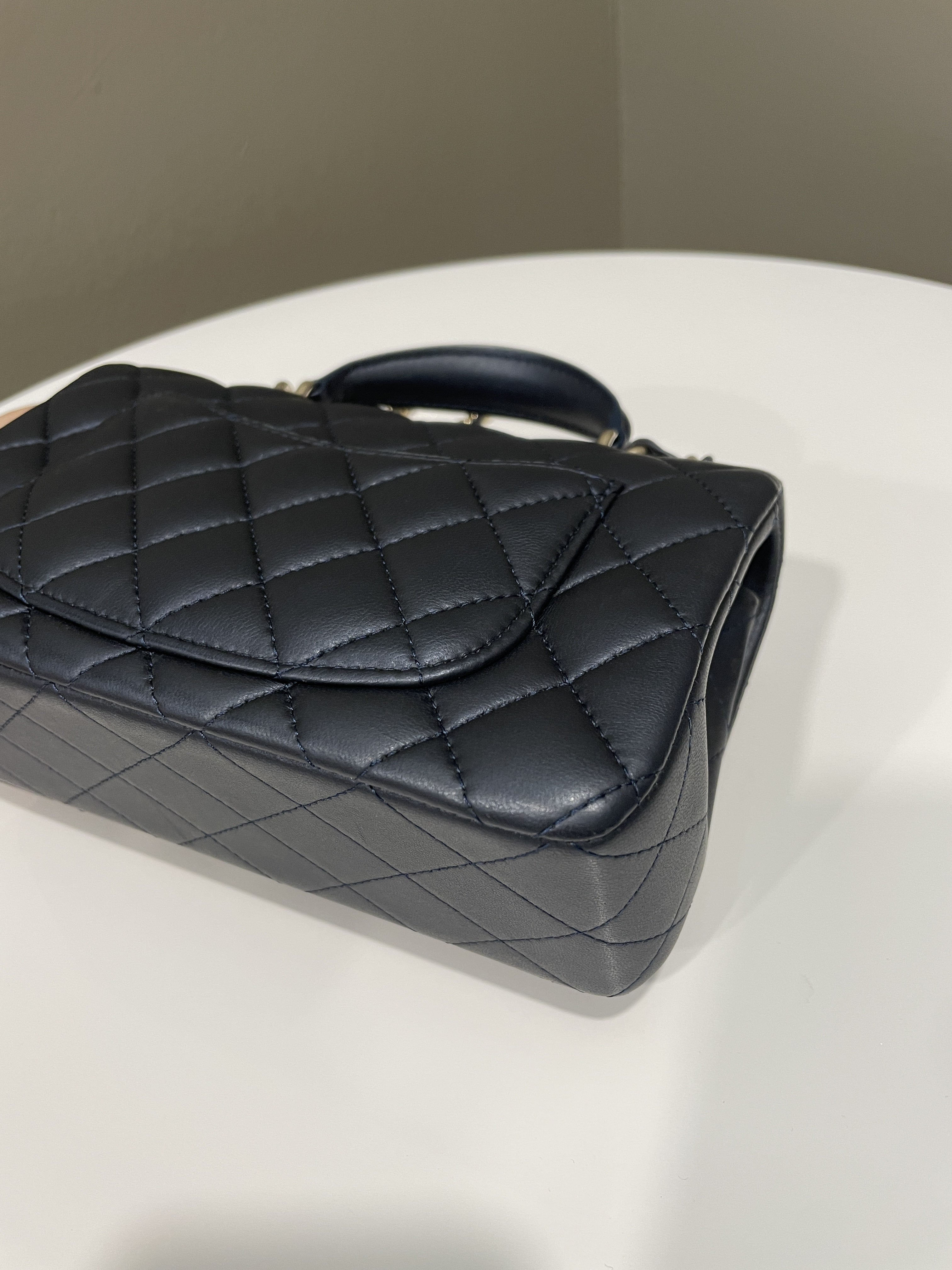 Chanel Quilted Top Handle Mini Rectangular Midnight Lambskin