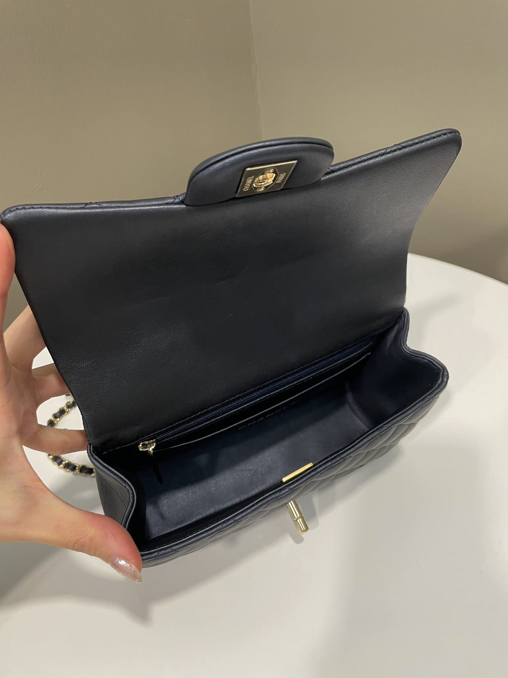 Chanel Quilted Top Handle Mini Rectangular Midnight Lambskin