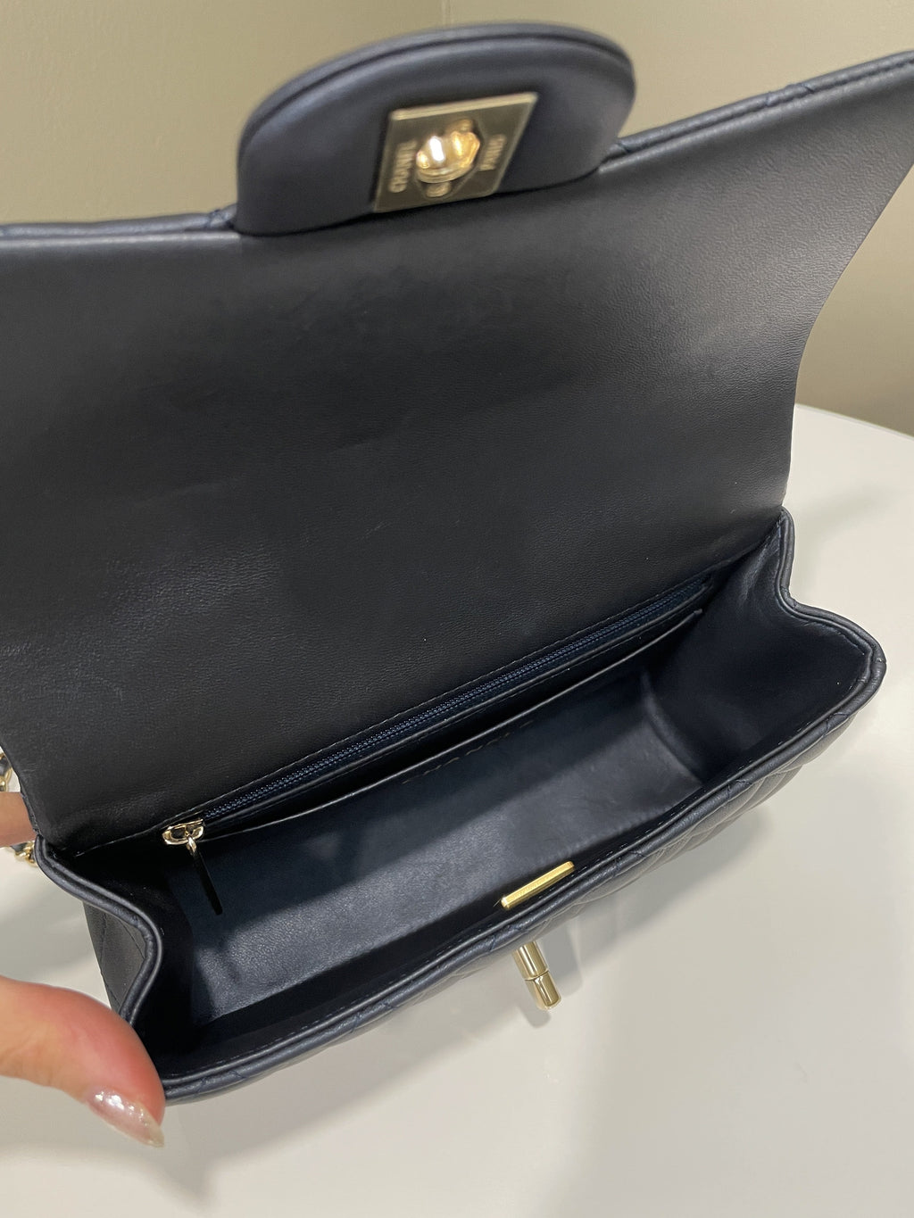 Chanel Quilted Top Handle Mini Rectangular Midnight Lambskin