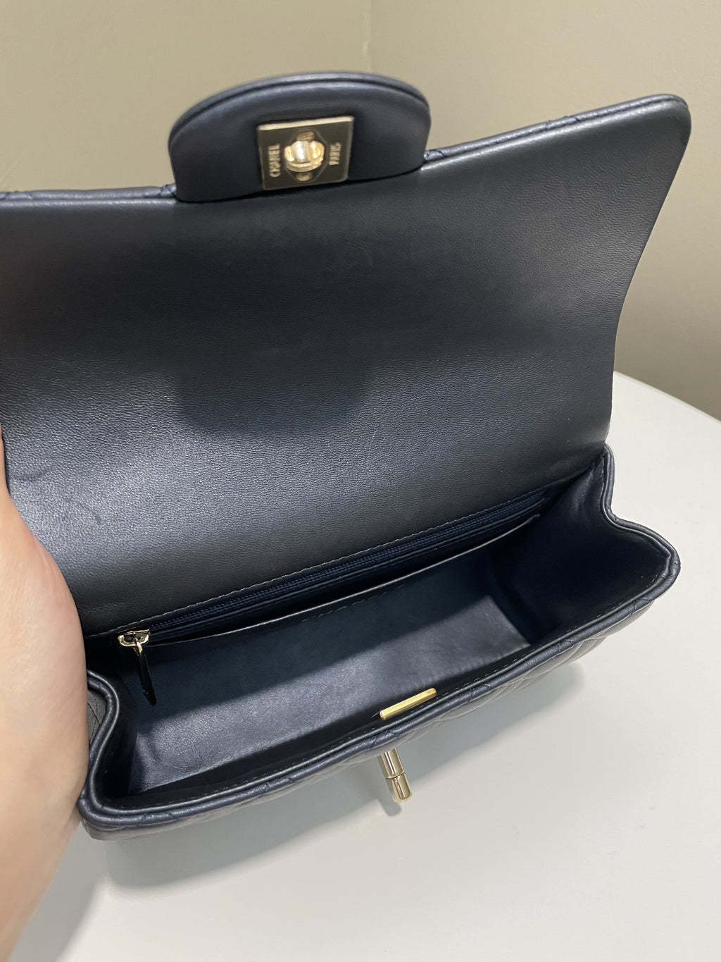 Chanel Quilted Top Handle Mini Rectangular Midnight Lambskin