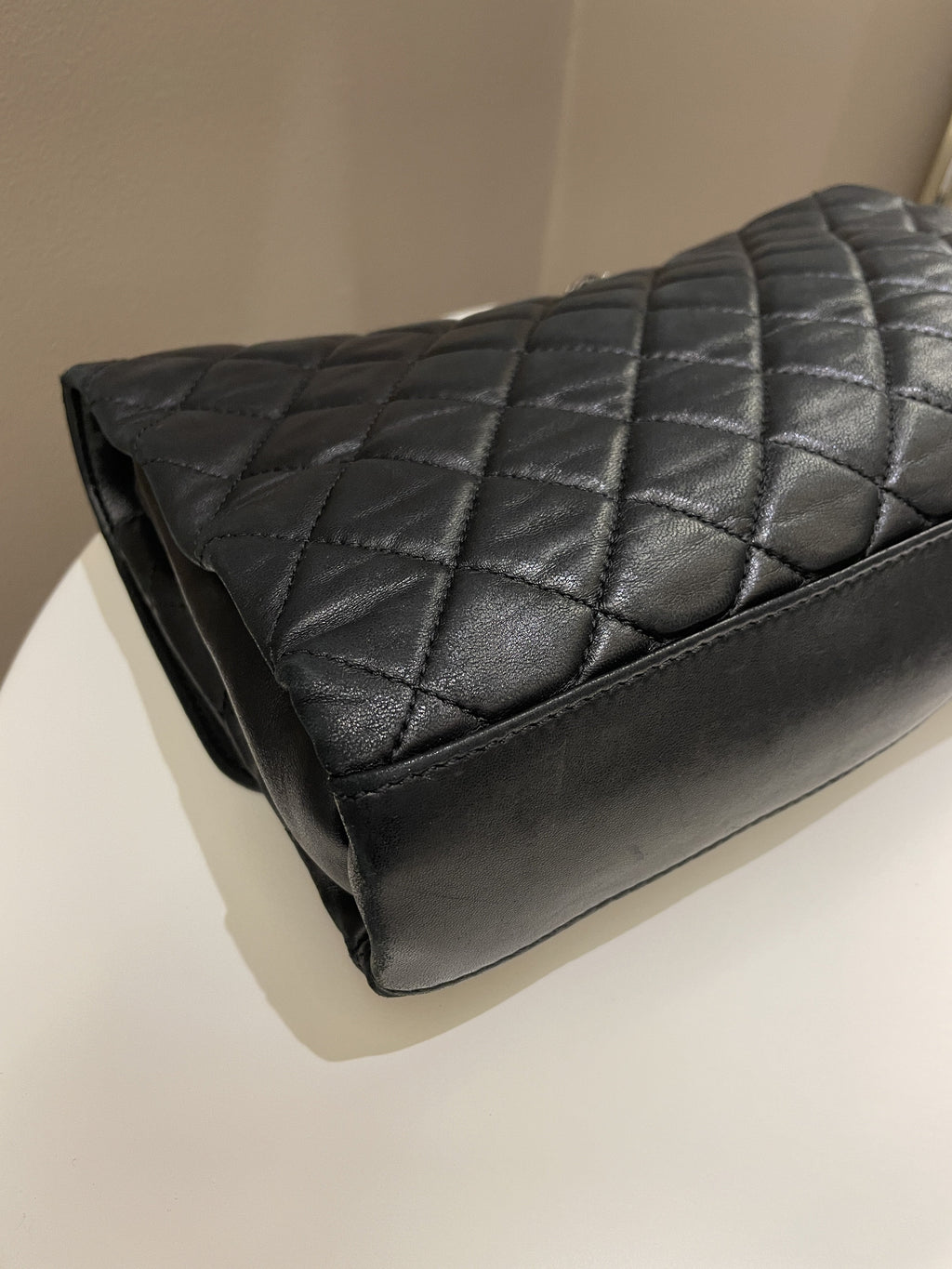 Chanel Quilted Jumbo Coco Loop Flap  Black Lambskin