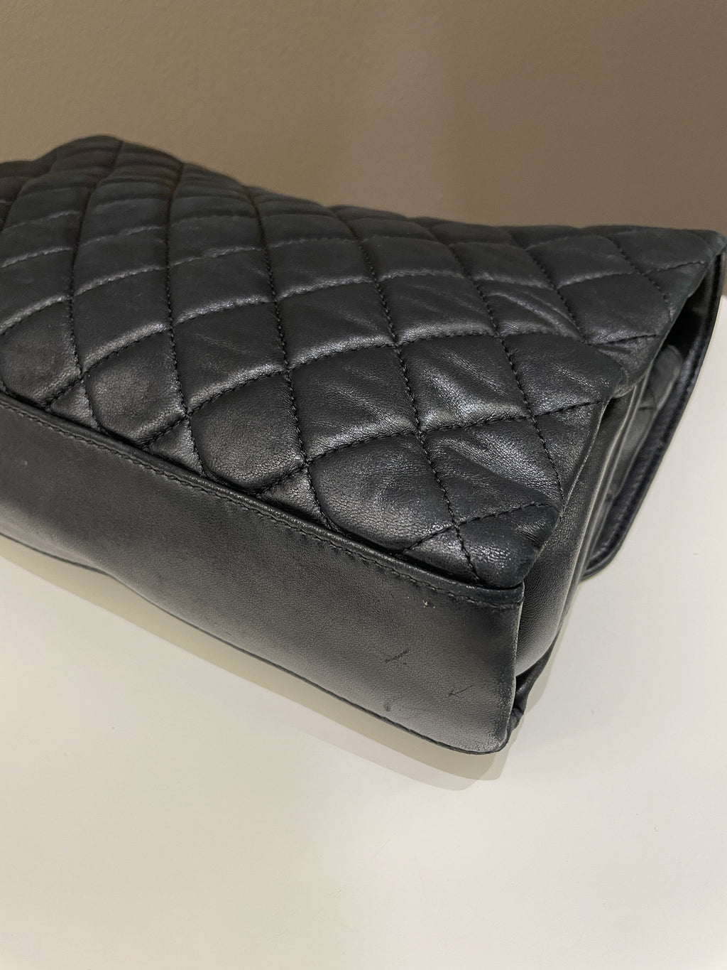 Chanel Quilted Jumbo Coco Loop Flap  Black Lambskin