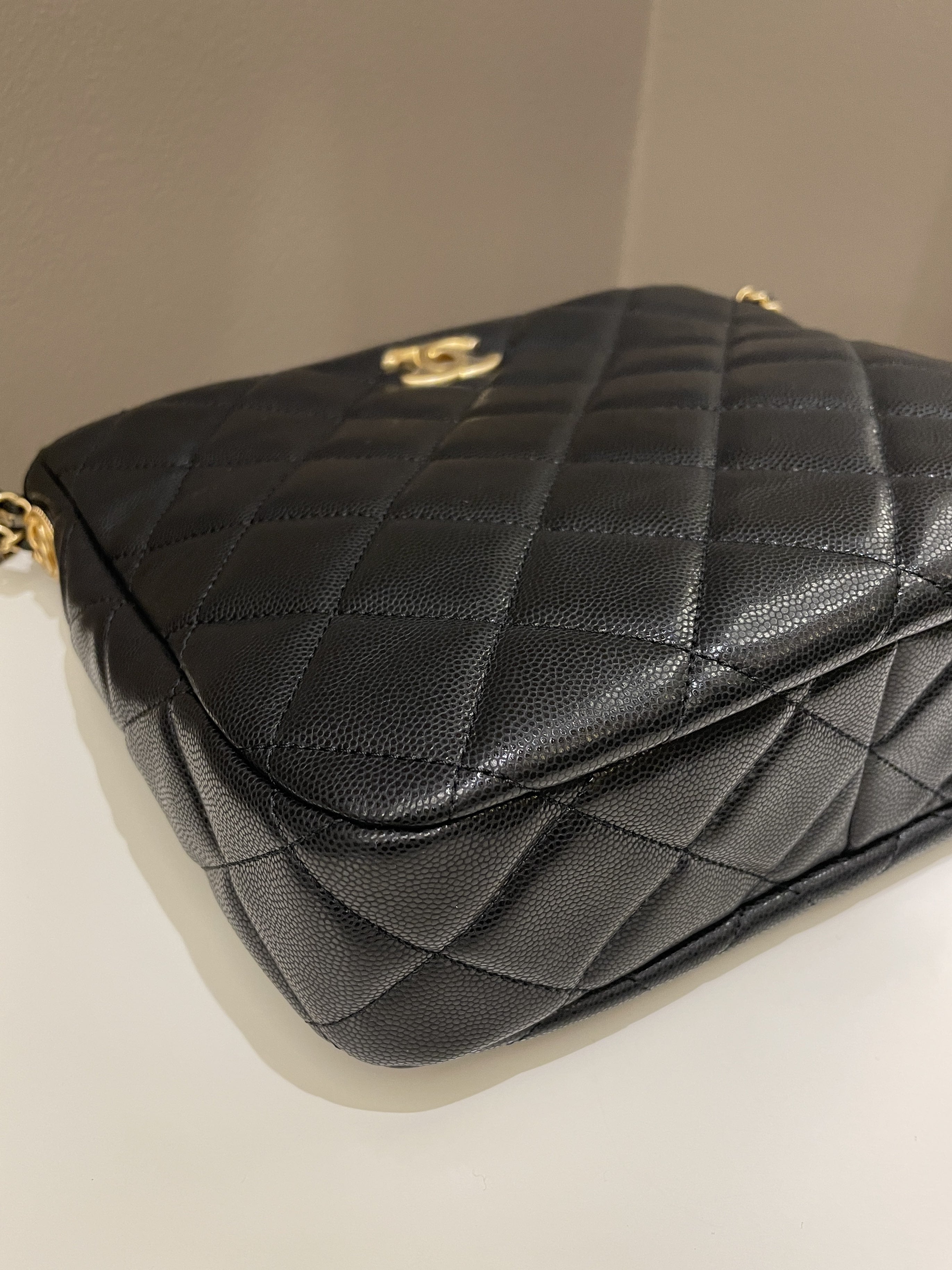Chanel 22A Twist Your Button Hobo Bag Black Caviar