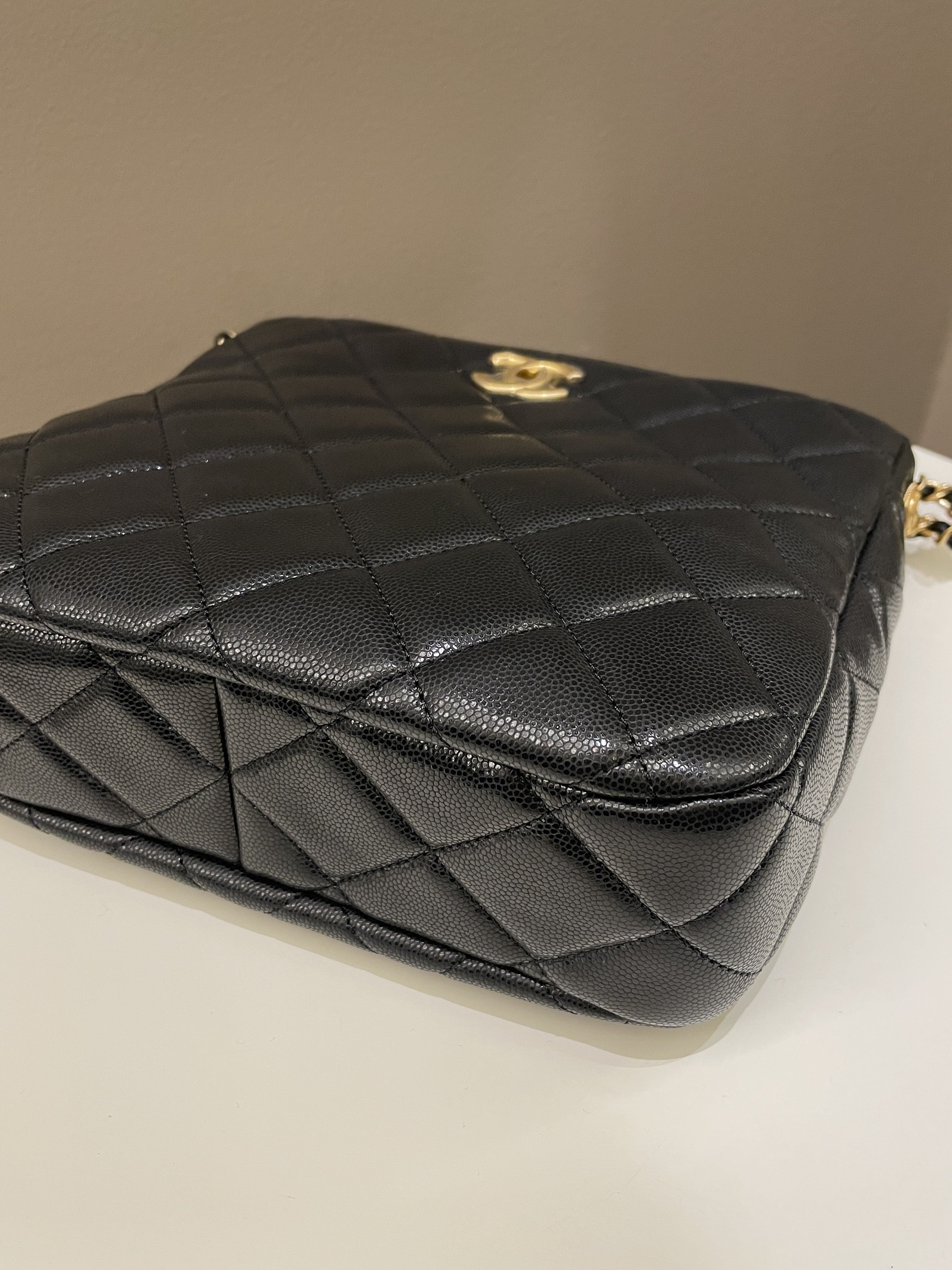 Chanel 22A Twist Your Button Hobo Bag Black Caviar