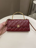 Chanel 22B Quilted Top Handle Flap Chain Burgundy Lambskin