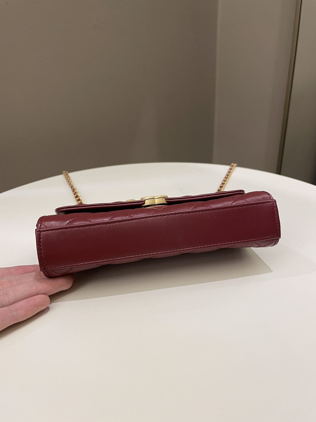 Chanel 22B Quilted Top Handle Flap Chain Burgundy Lambskin