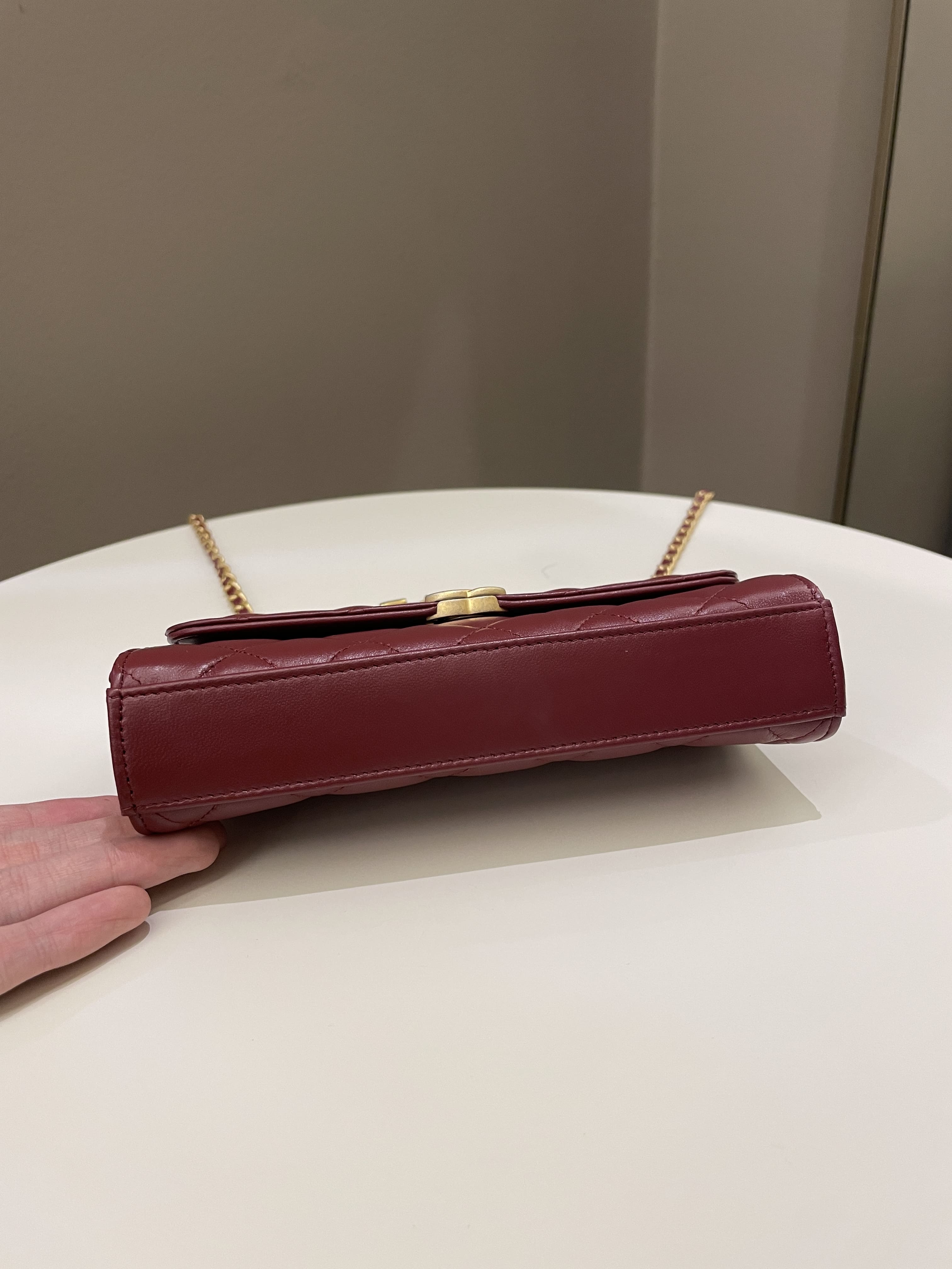 Chanel 22B Quilted Top Handle Flap Chain Burgundy Lambskin