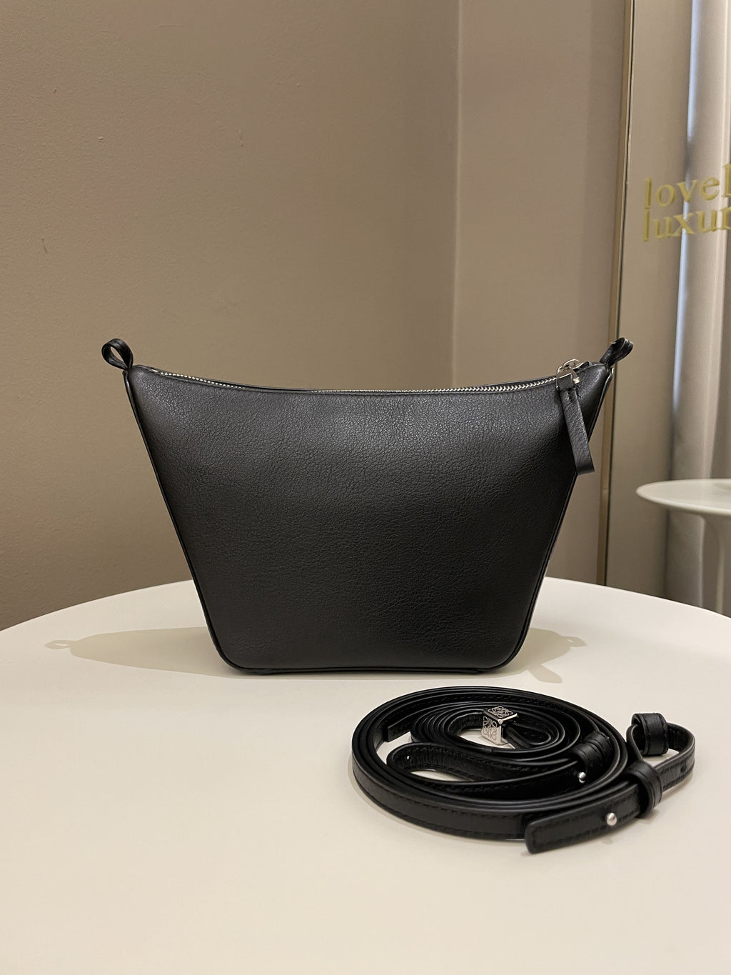 Loewe Hammock Hobo Mini + Spiral Woven Strap Black Calf