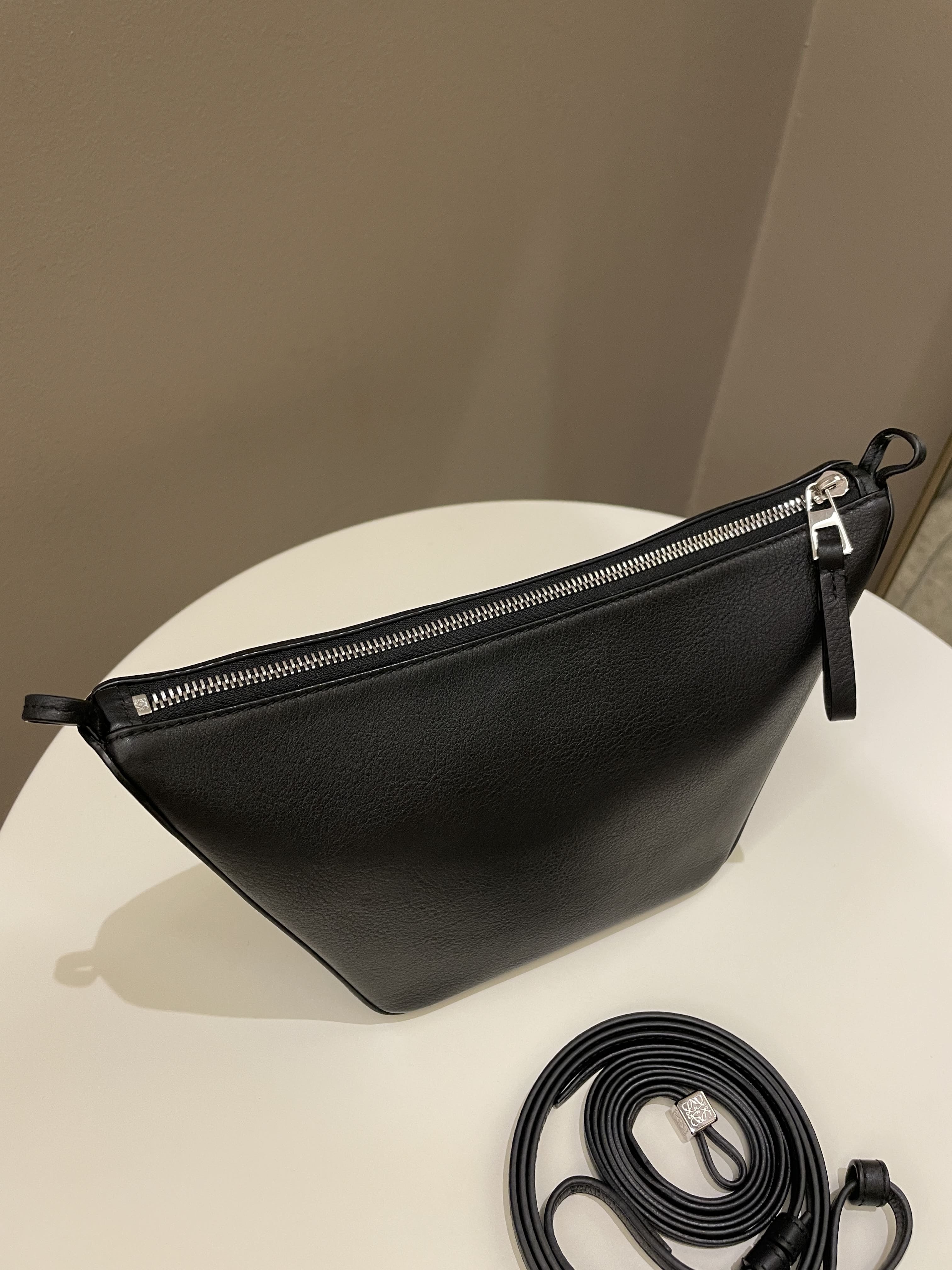 Loewe Hammock Hobo Mini + Spiral Woven Strap Black Calf