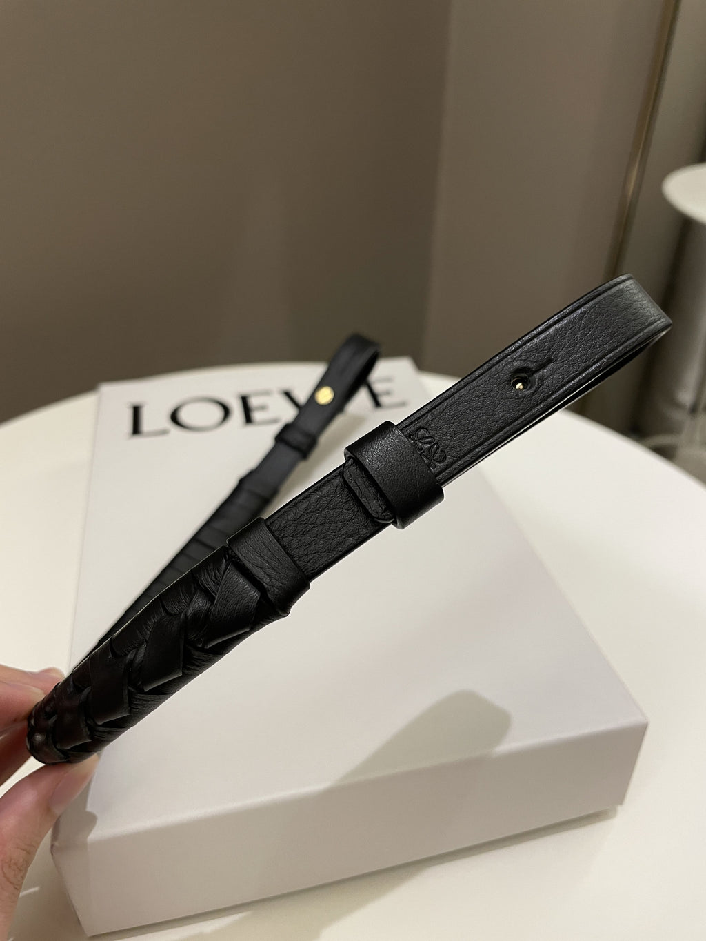 Loewe Hammock Hobo Mini + Spiral Woven Strap Black Calf
