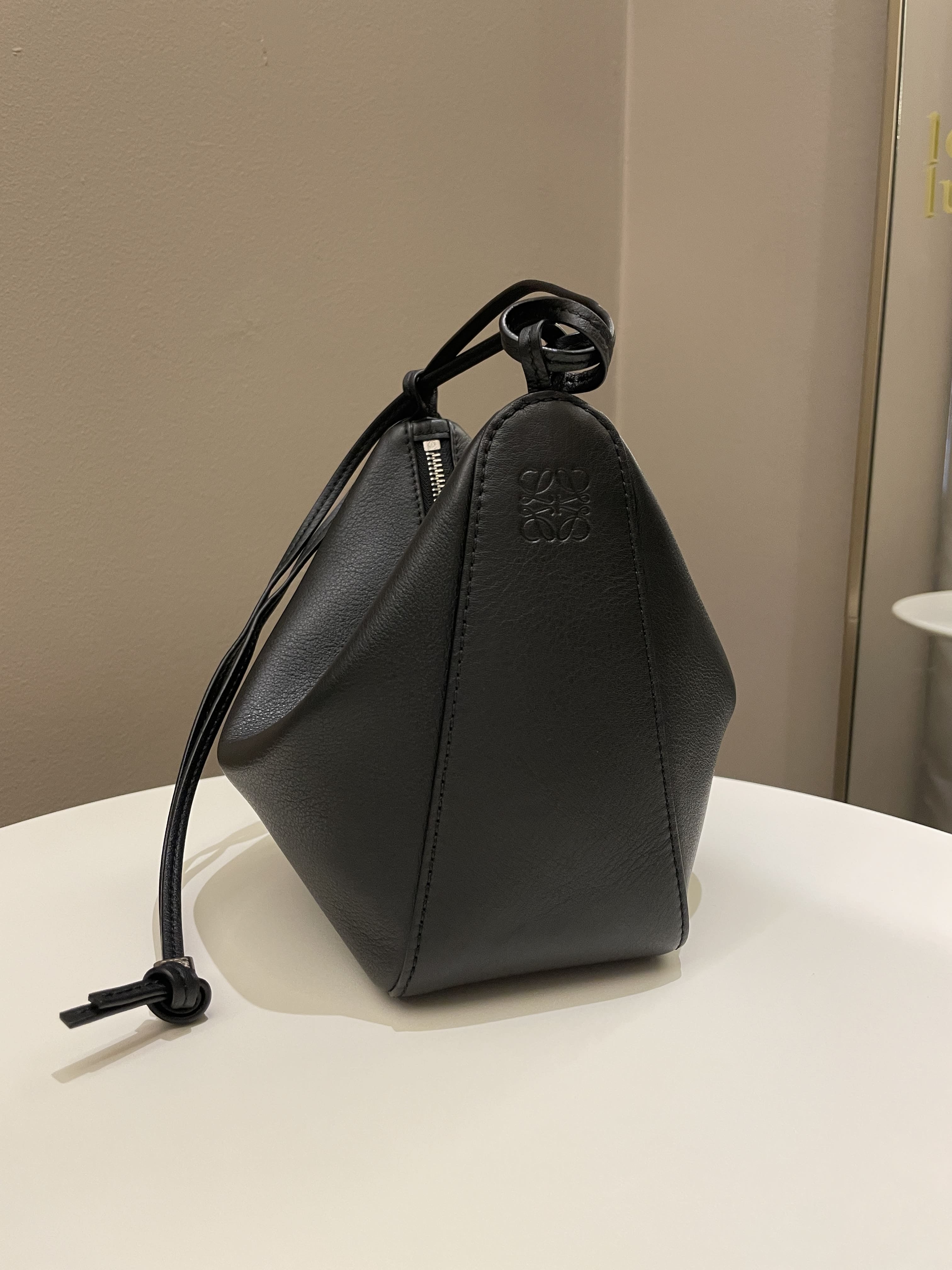 Loewe Hammock Hobo Mini + Spiral Woven Strap Black Calf