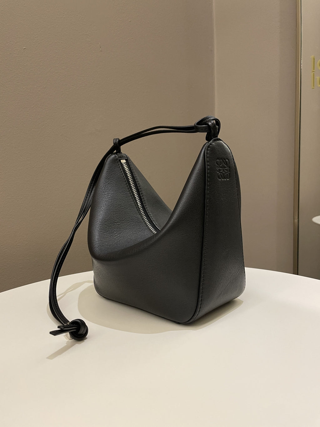 Loewe Hammock Hobo Mini + Spiral Woven Strap Black Calf