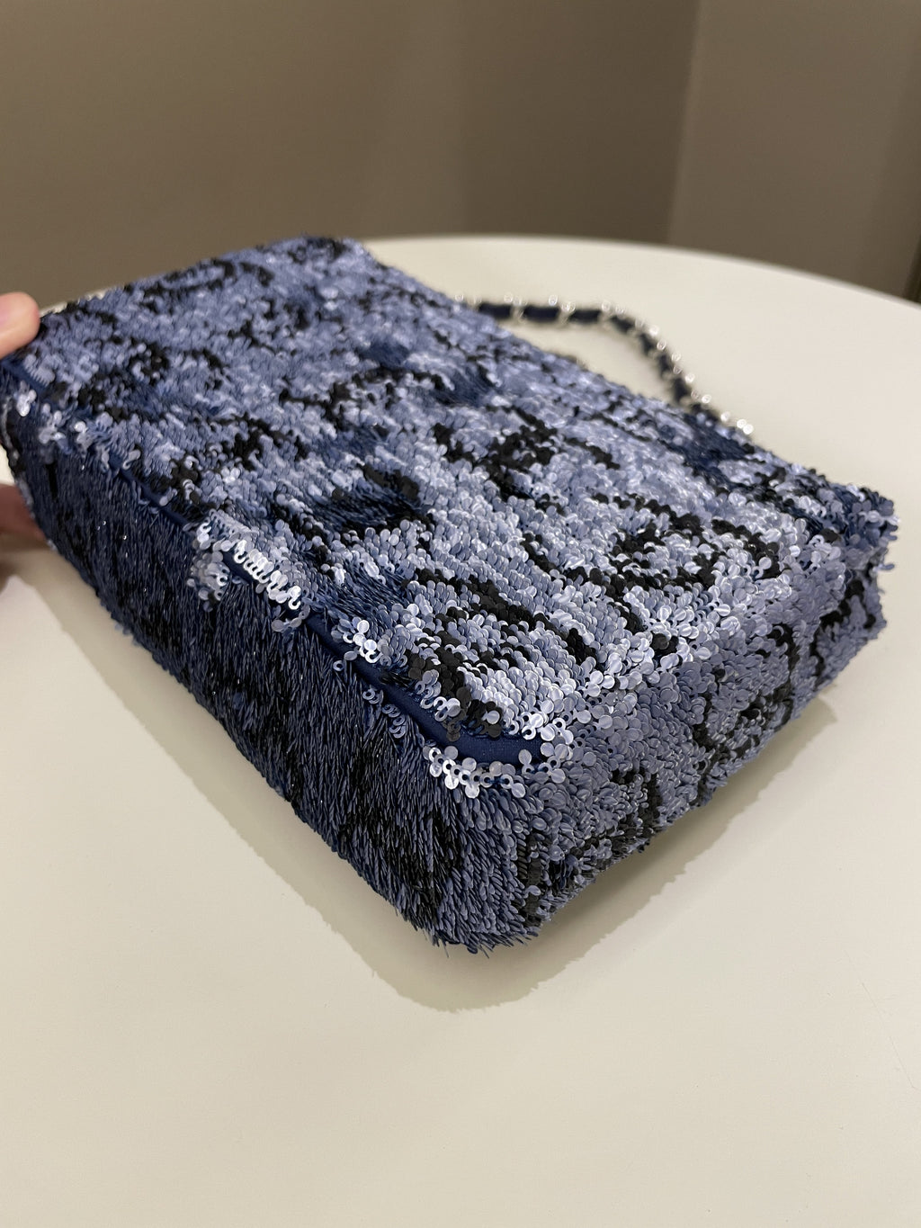 Chanel Cc Embellished Flap Bag  Blue Sequins