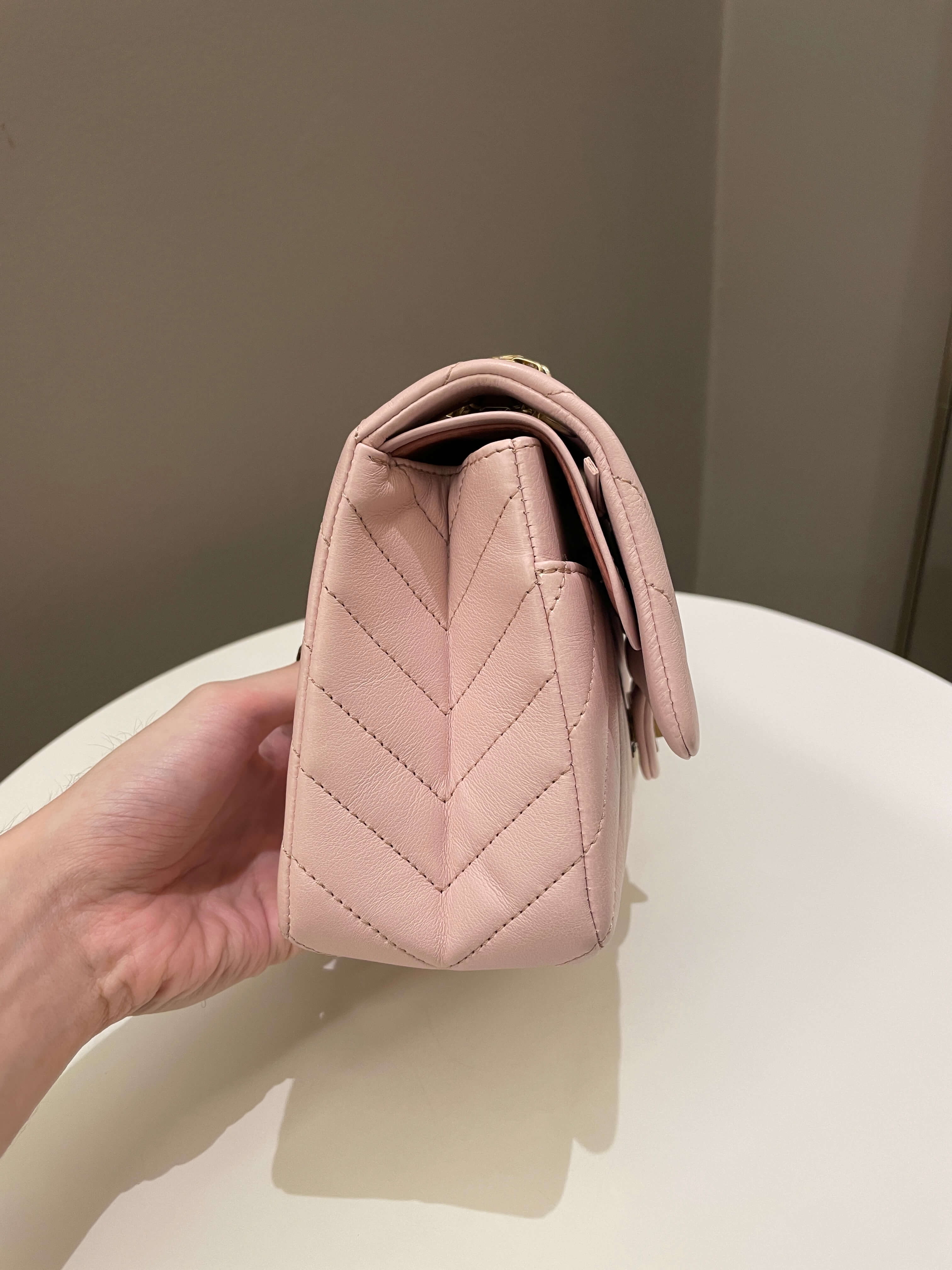 Chanel 17C Classic 2.55 Chevron Reissue 225 Pale Pink Calfskin