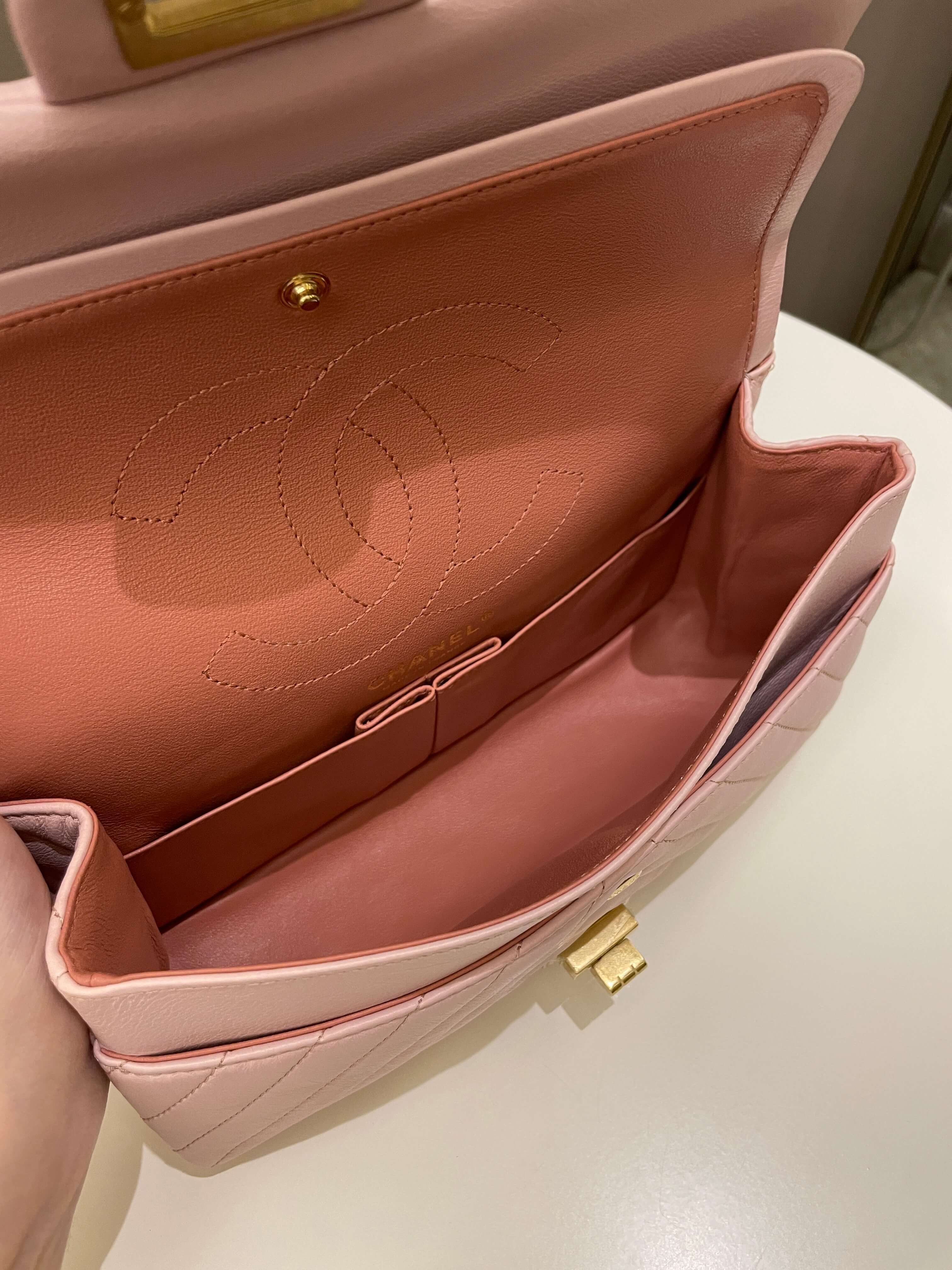 Chanel 17C Classic 2.55 Chevron Reissue 225 Pale Pink Calfskin