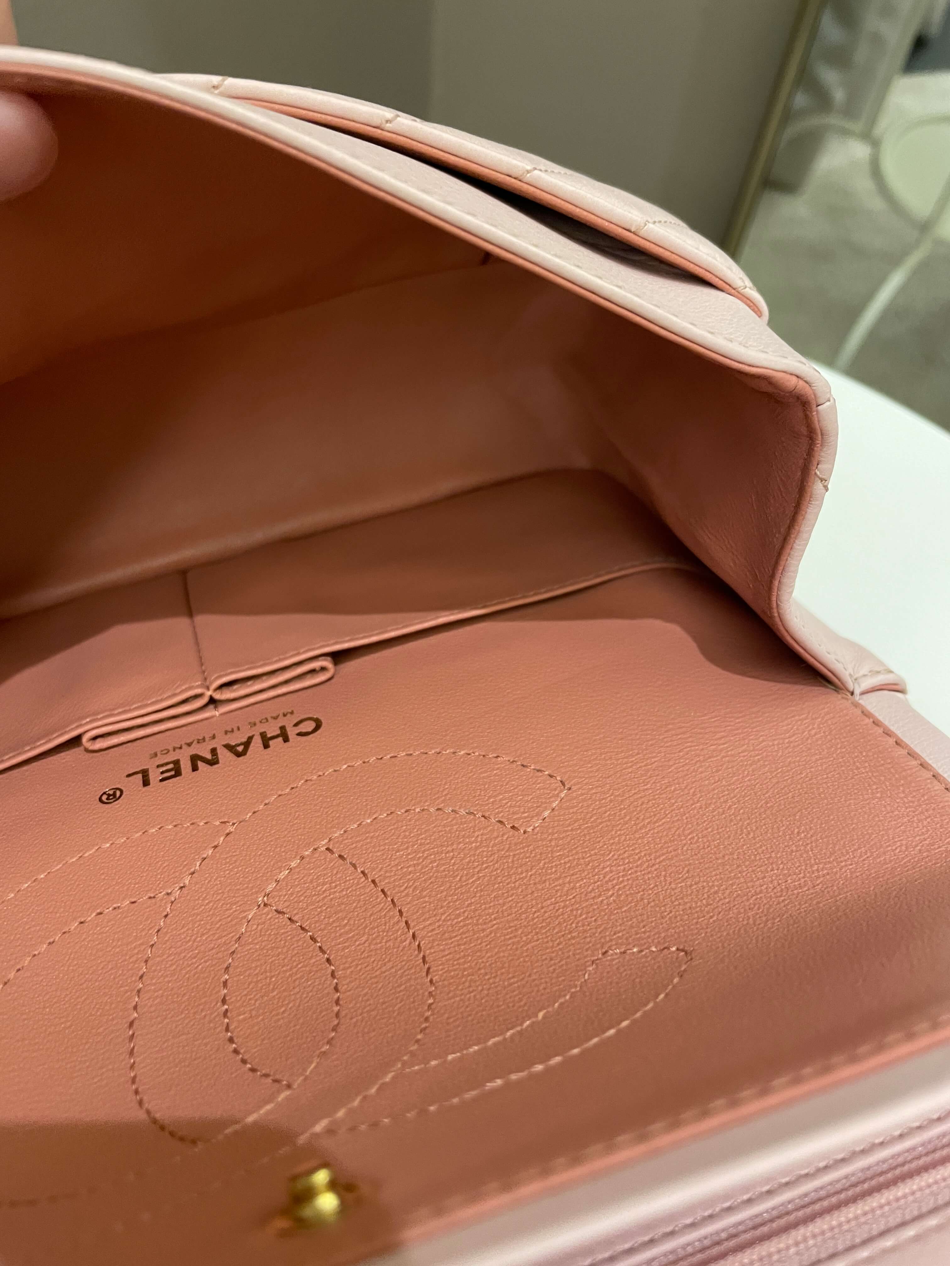 Chanel 17C Classic 2.55 Chevron Reissue 225 Pale Pink Calfskin