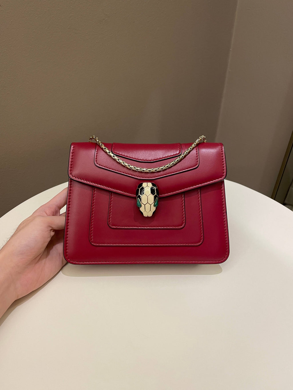 Bvlgari Sepenti Forever Bag Deep Red Calf Leather