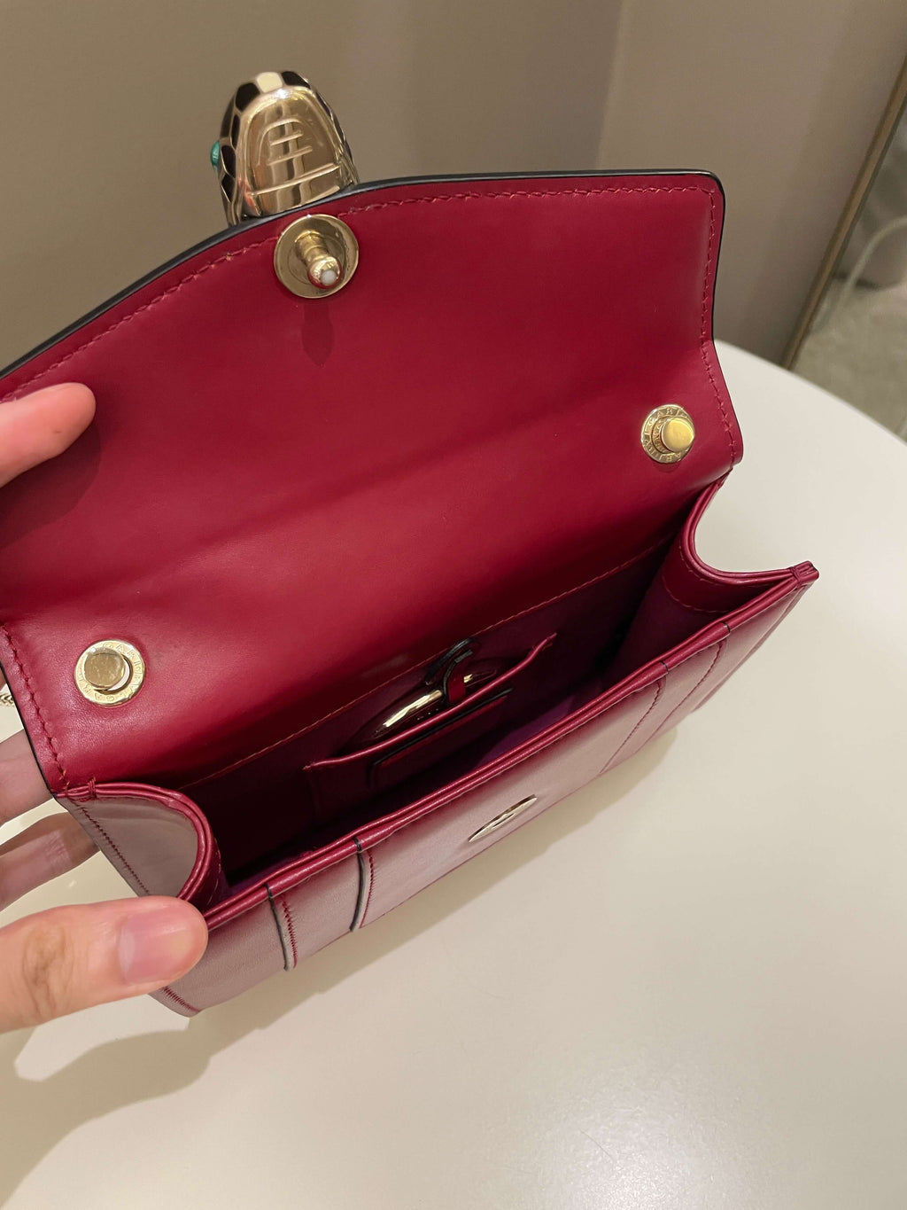 Bvlgari Sepenti Forever Bag Deep Red Calf Leather