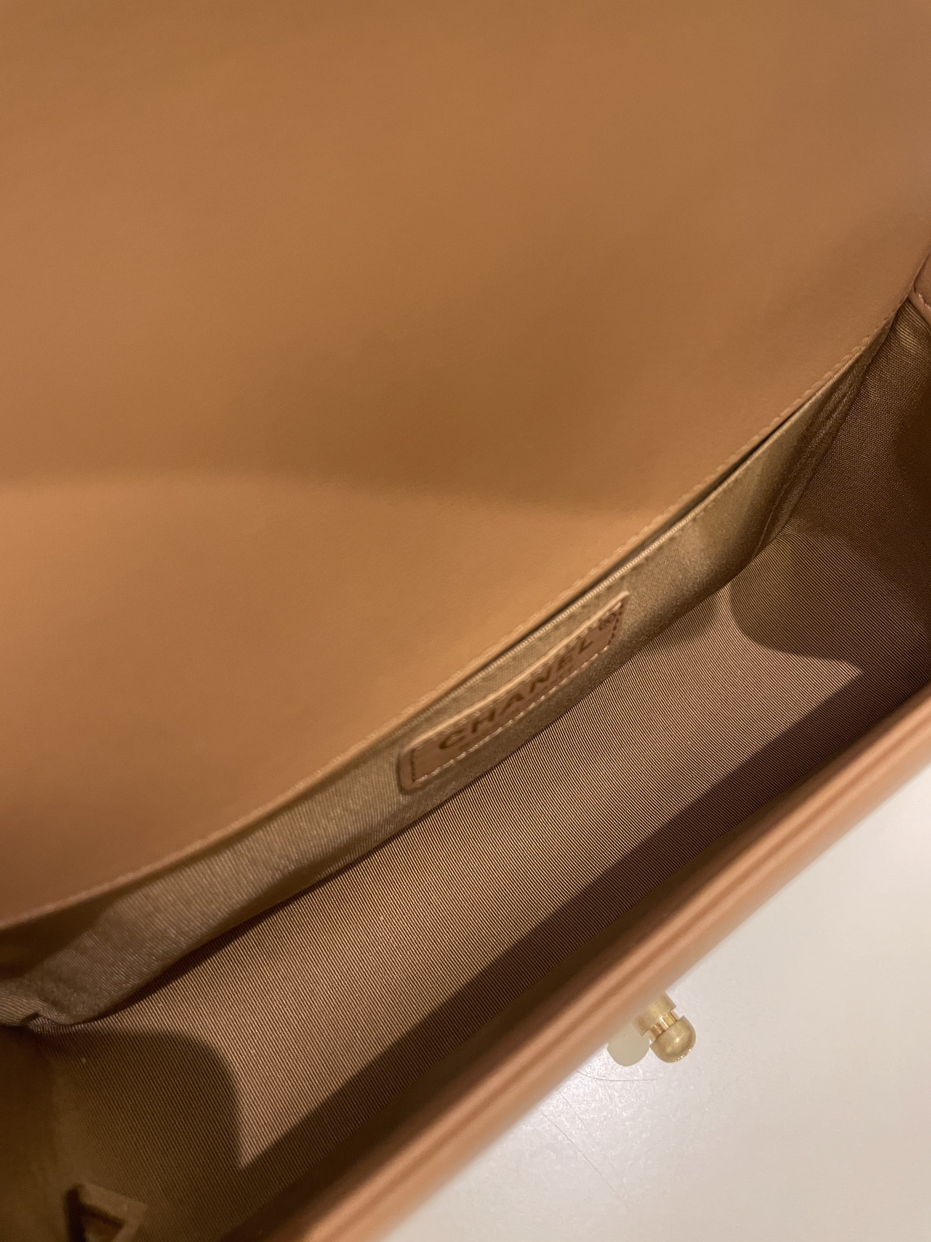 Chanel Chervon Boy Old Medium Tan Beige Calfskin